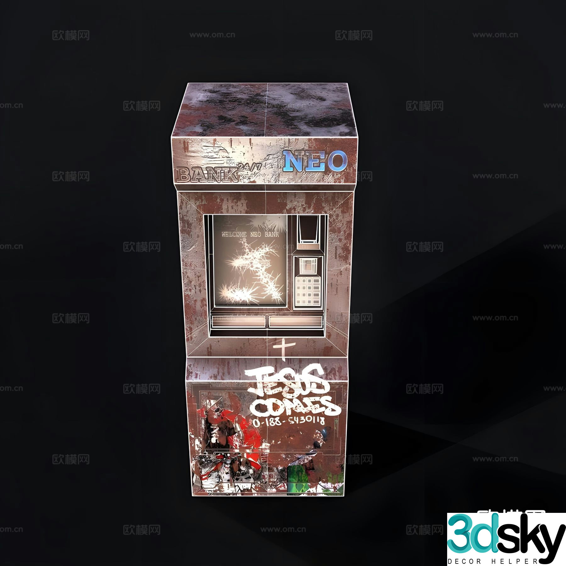 Industrial style teller machine ATM 3D model