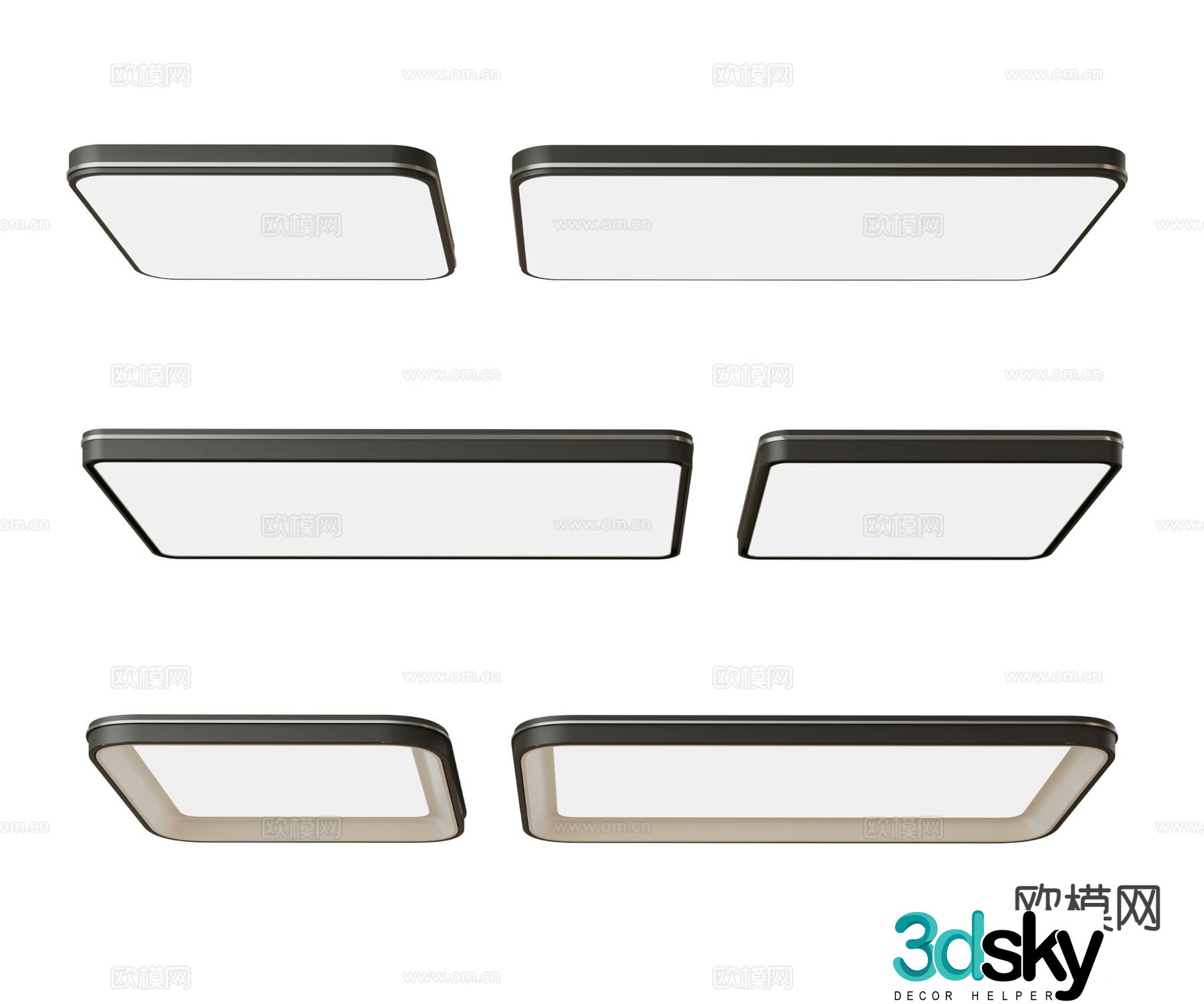 Square ceiling lamp 3d model