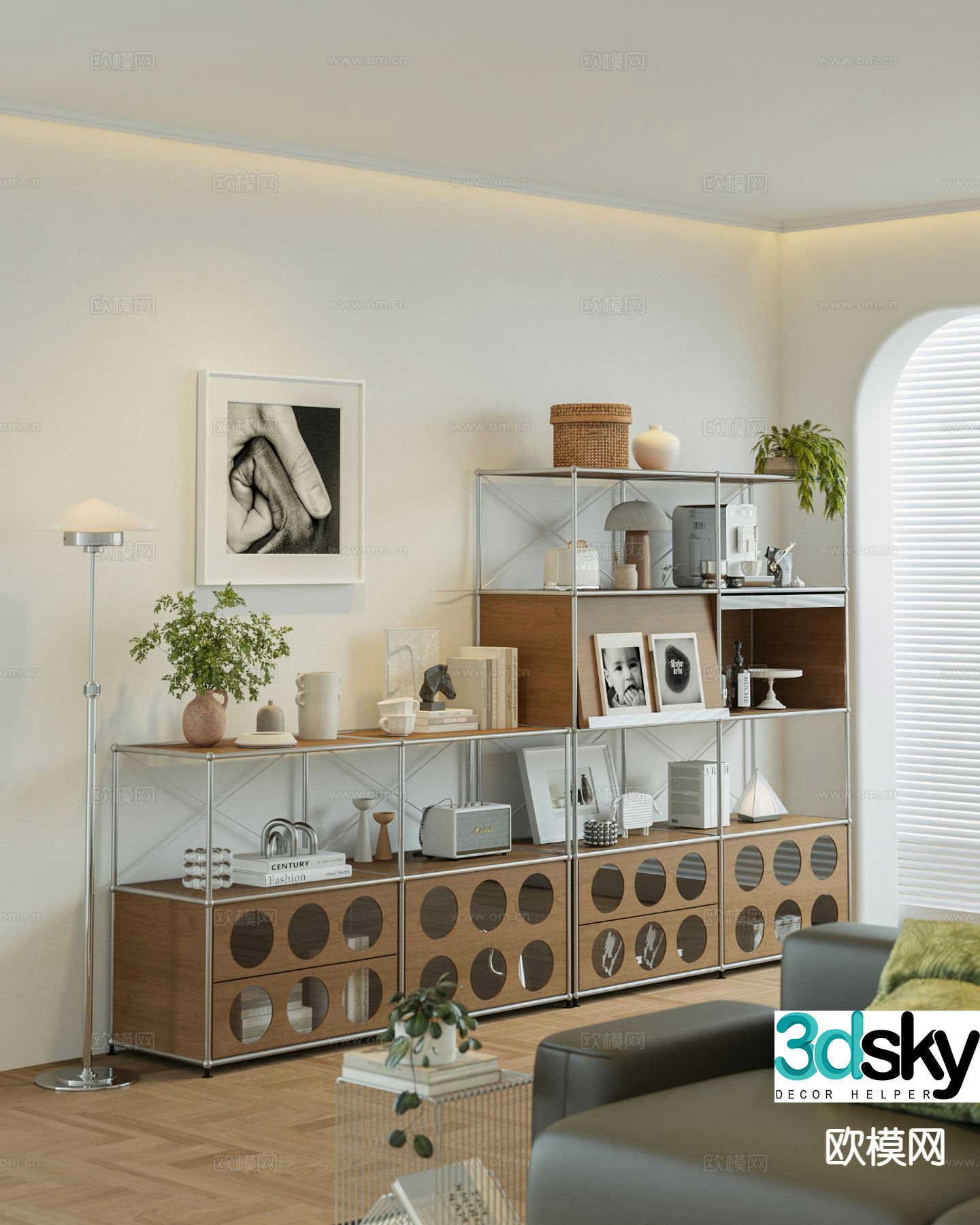 Middle-aged style decoration cabinet high cabinet display cabinet 3D model