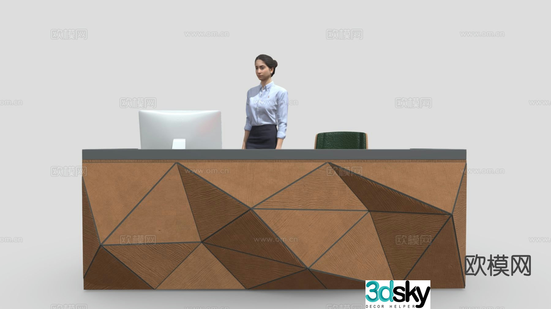 Simple company front desk reception desk 3d model