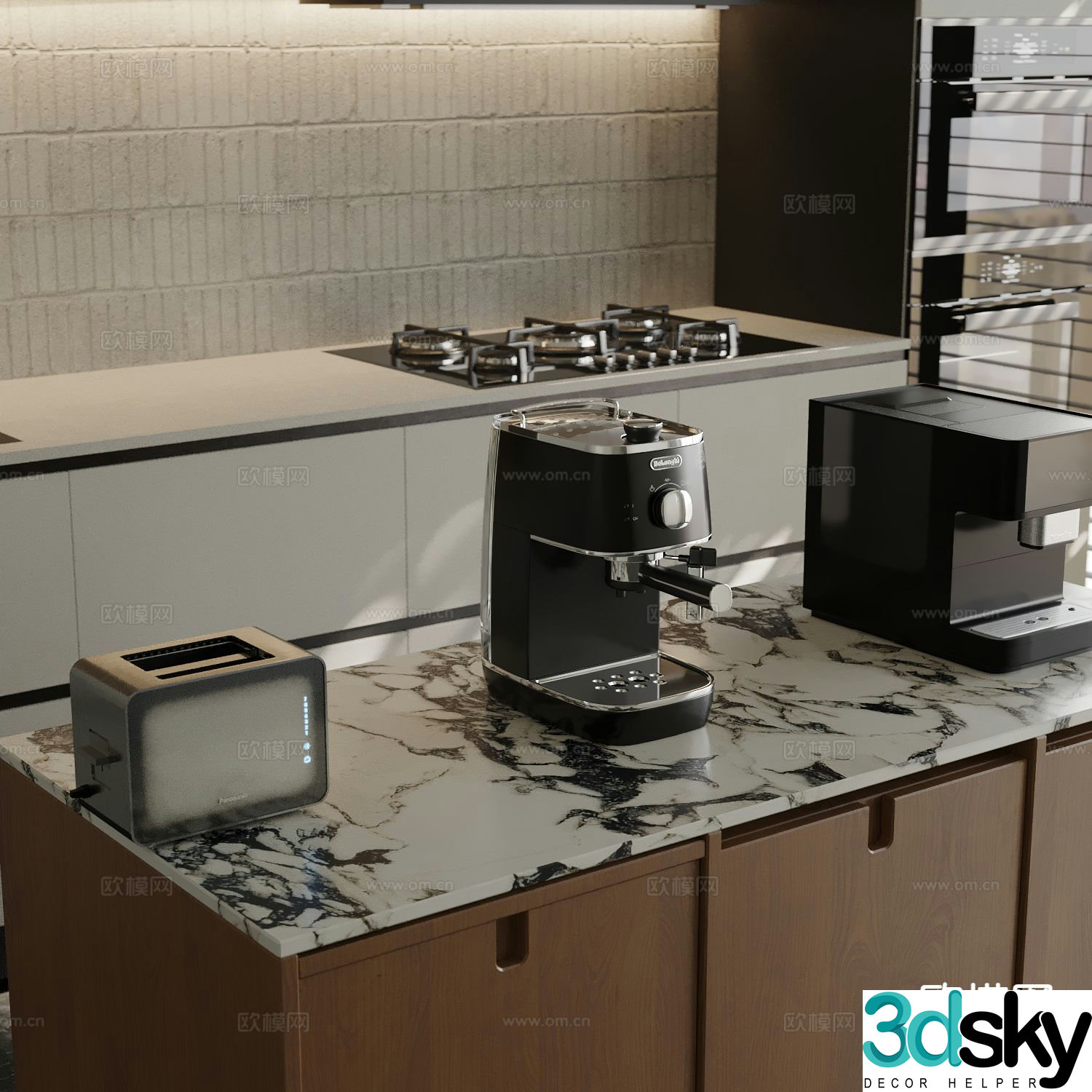 Modern kitchen appliances bread machine coffee machine 3d model