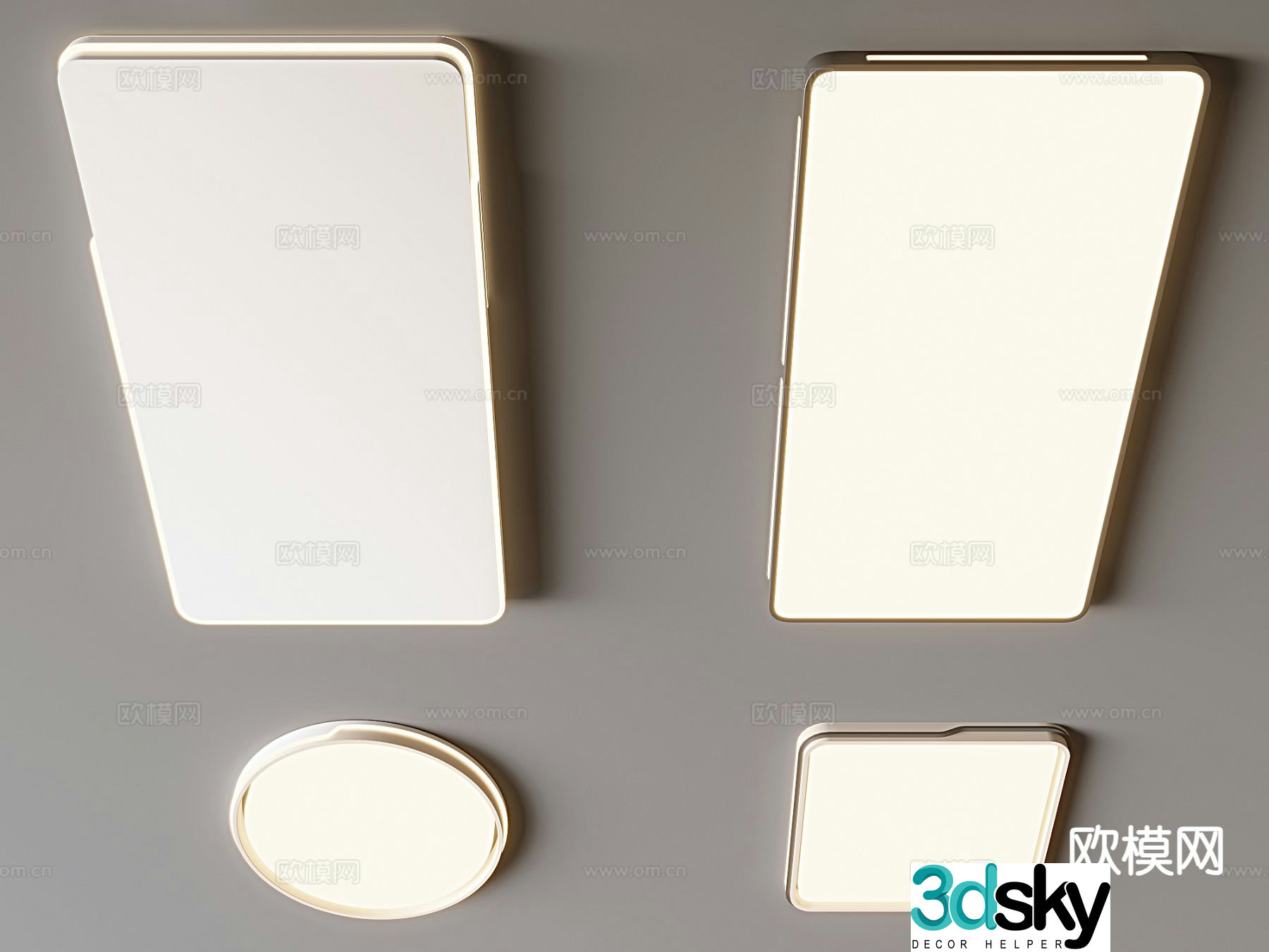 Cream style ceiling lamp square ceiling lamp 3d model