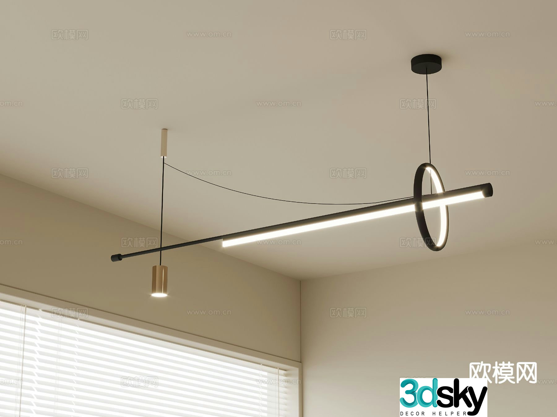Modern chandelier long chandelier 3d model