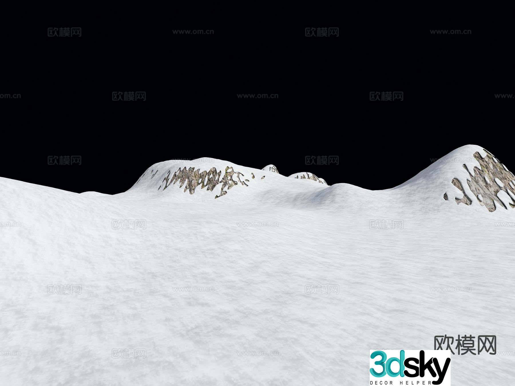 Modern snow mountain snow mountain terrain ski resort 3d model