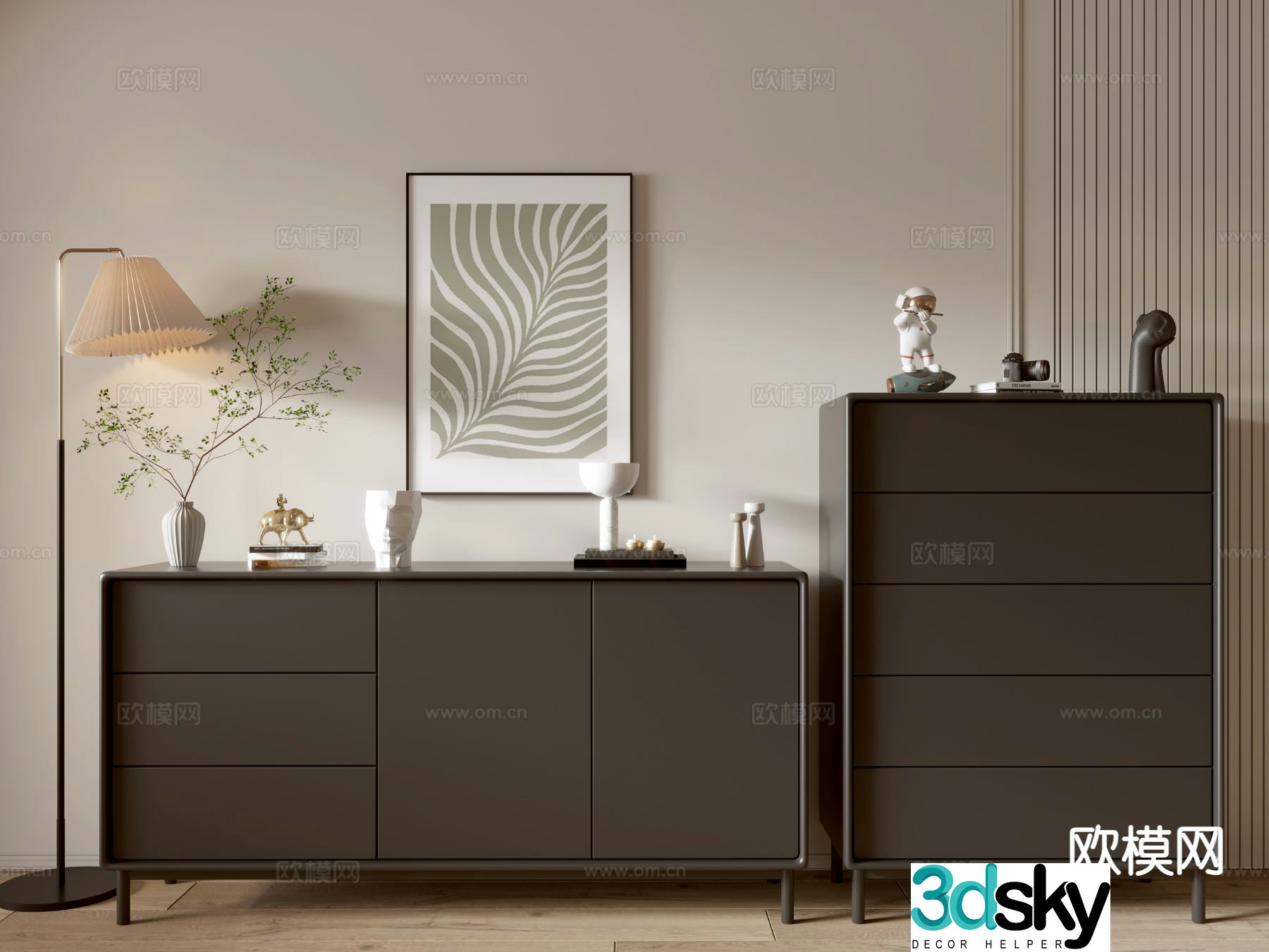 Modern side cabinet entrance cabinet 3d model