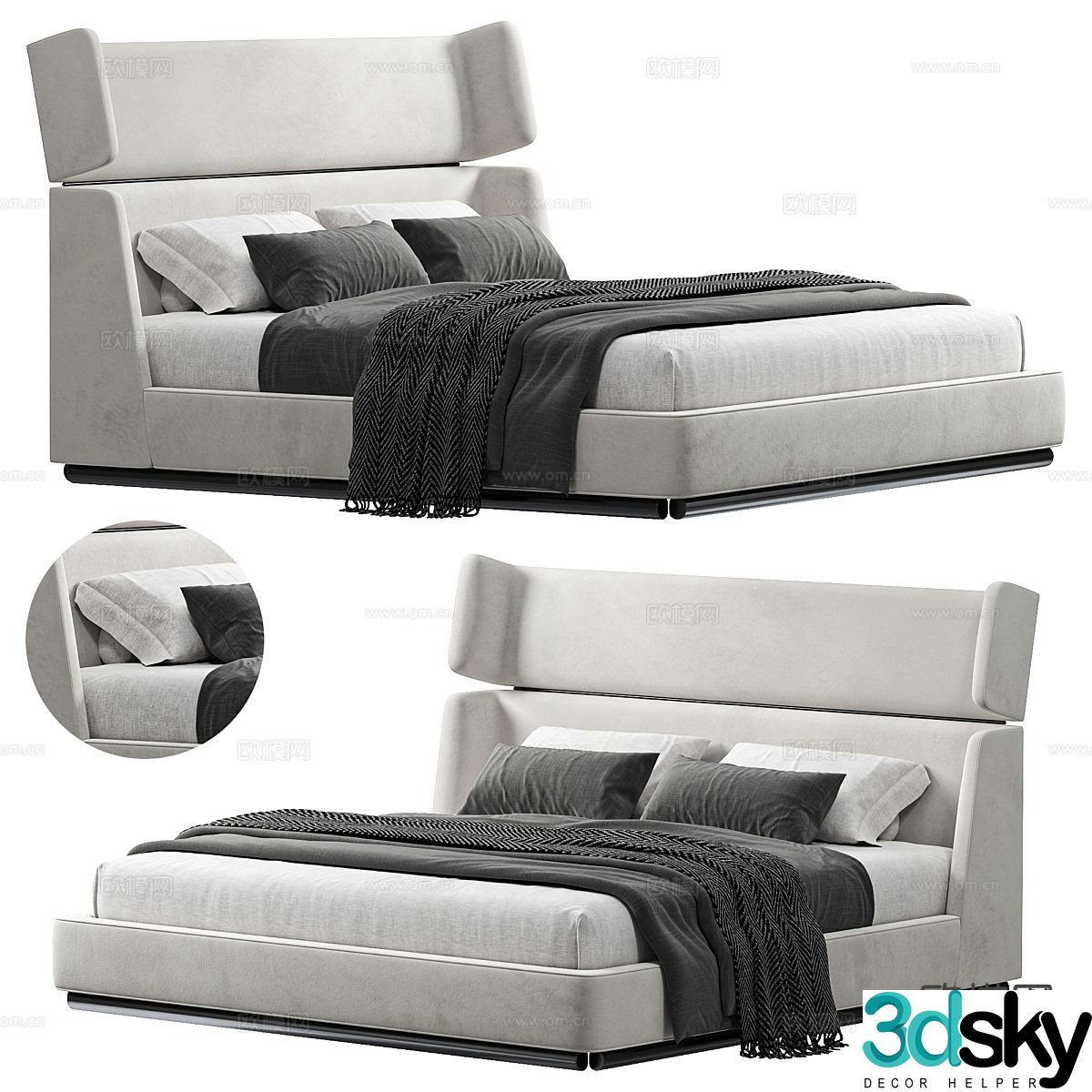 Modern double bed 3d model