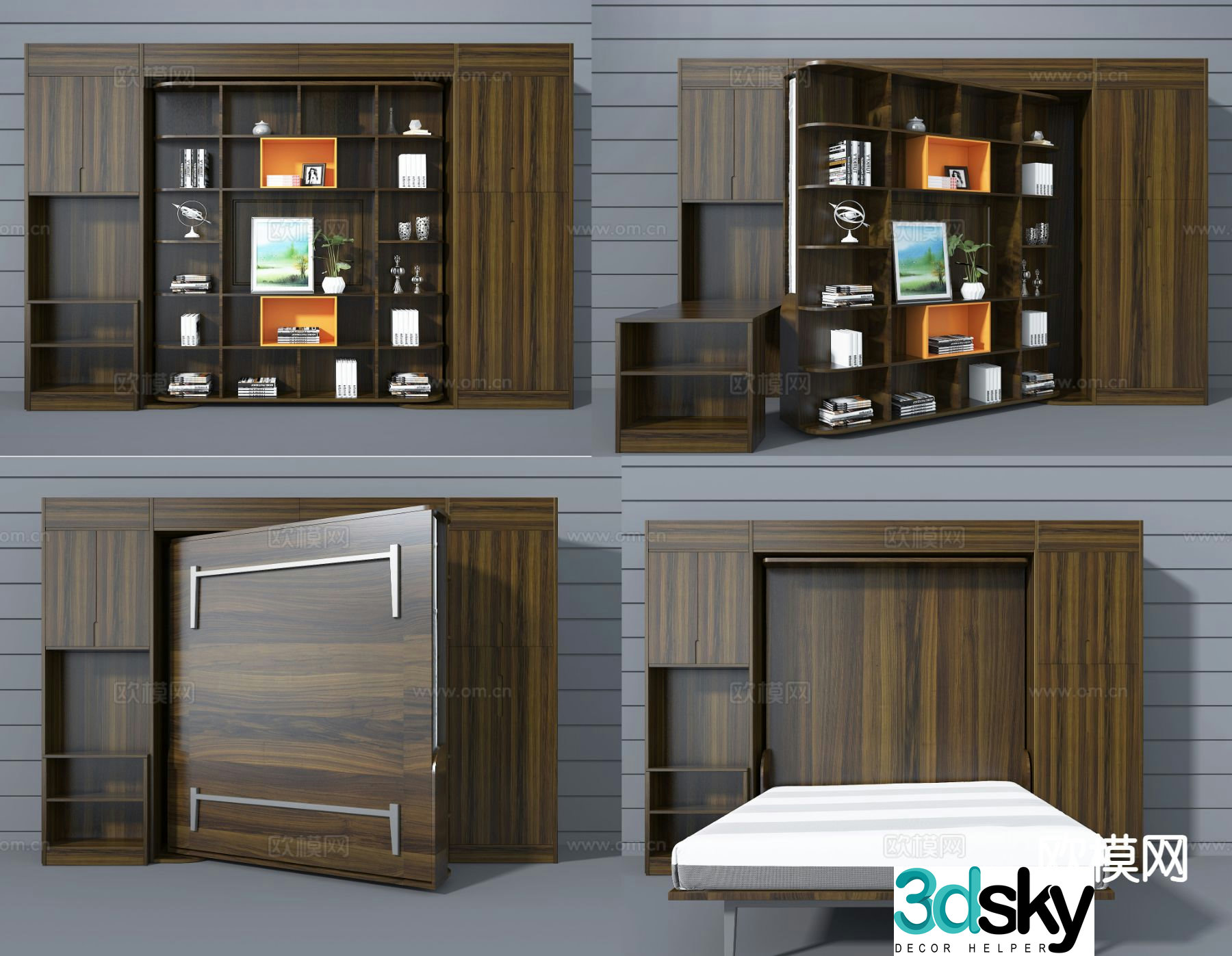 Modern multifunctional modular bed 3d model