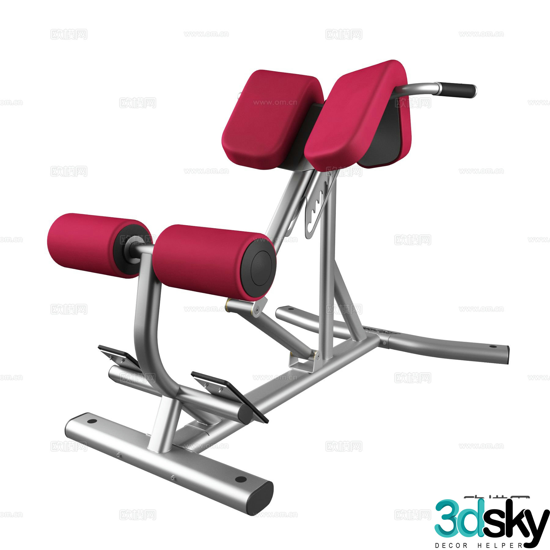 Back extension exerciser trainer stretcher fitness equipment 3d model