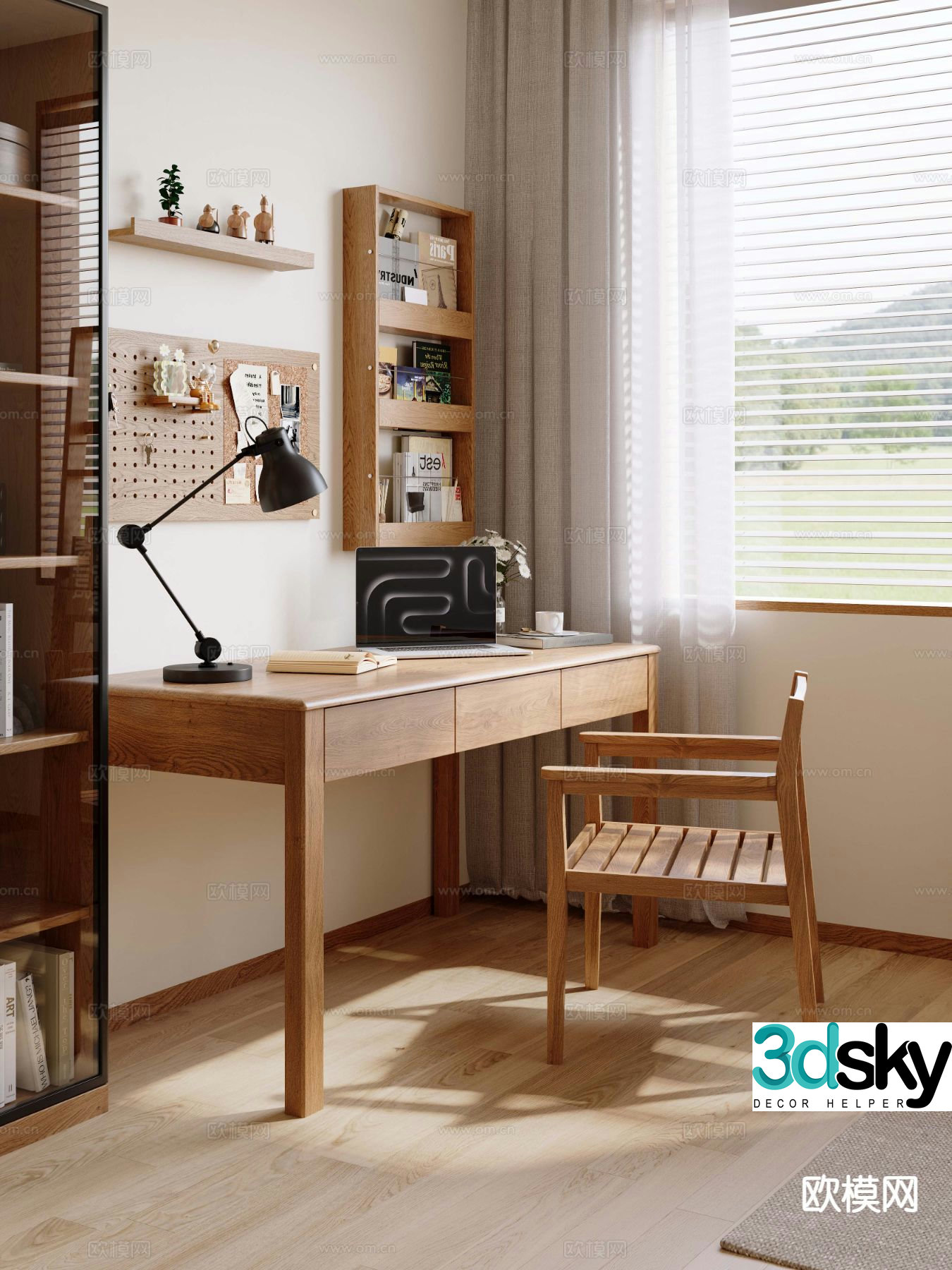 Log style desk desk 3d model