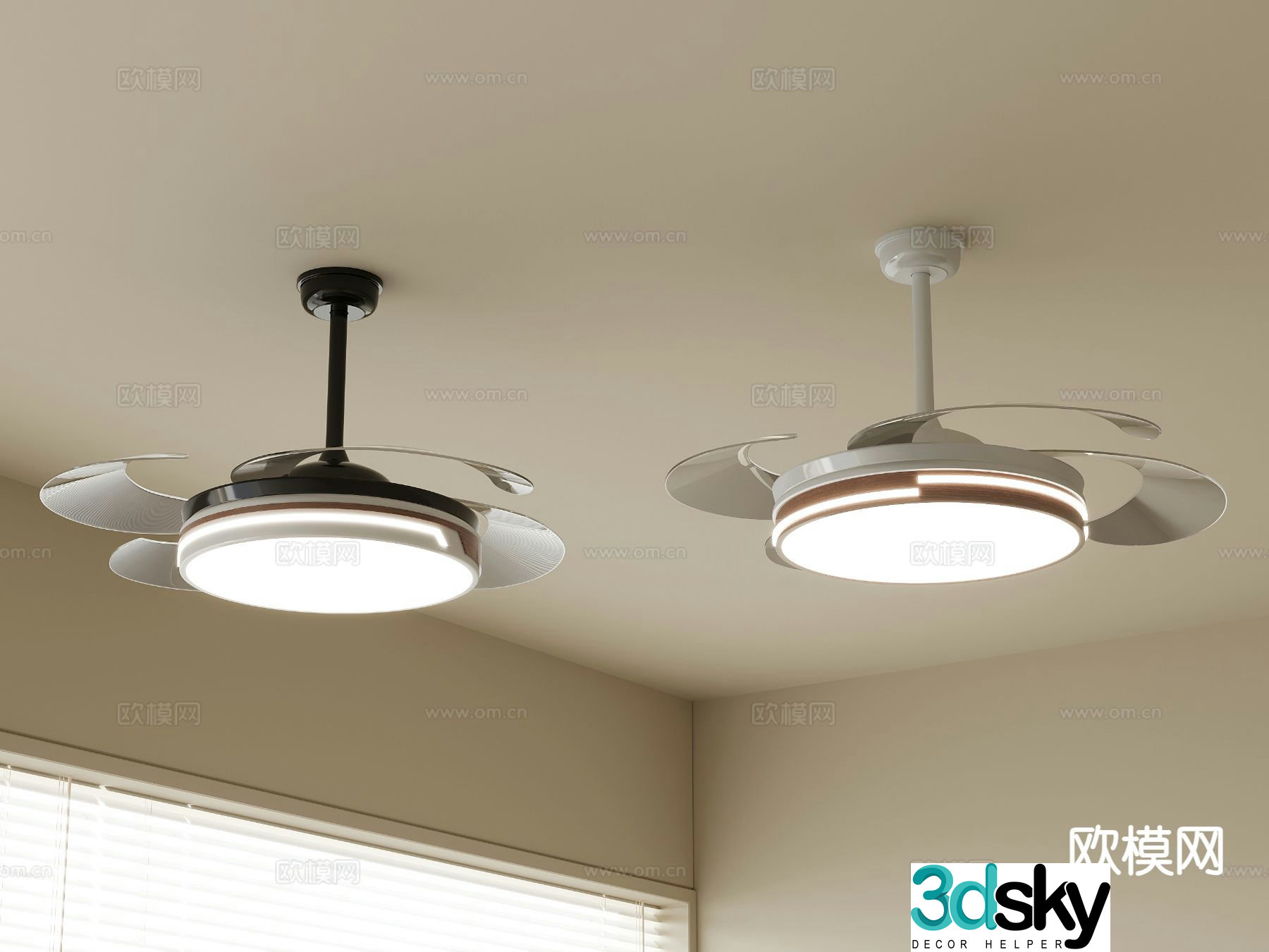 Modern fan lamp fan chandelier 3d model