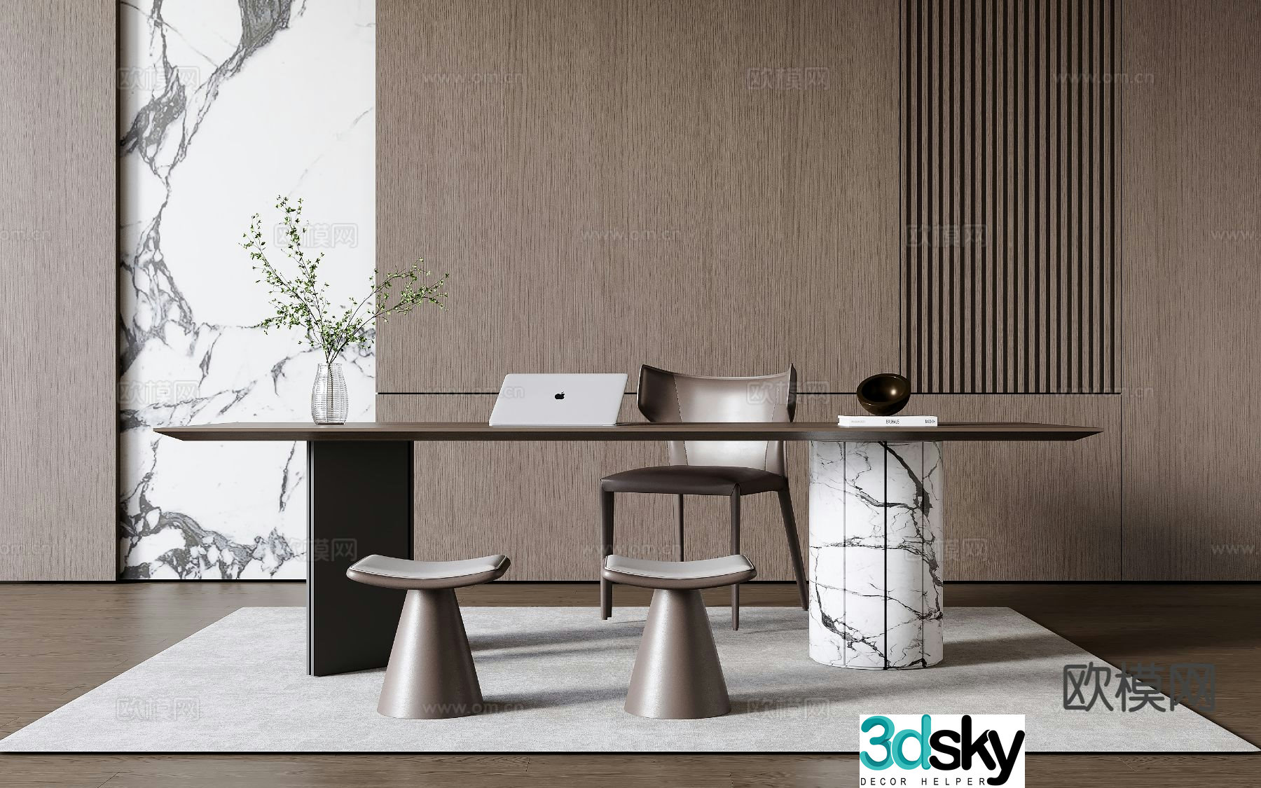 Italian desk and chair 3d model