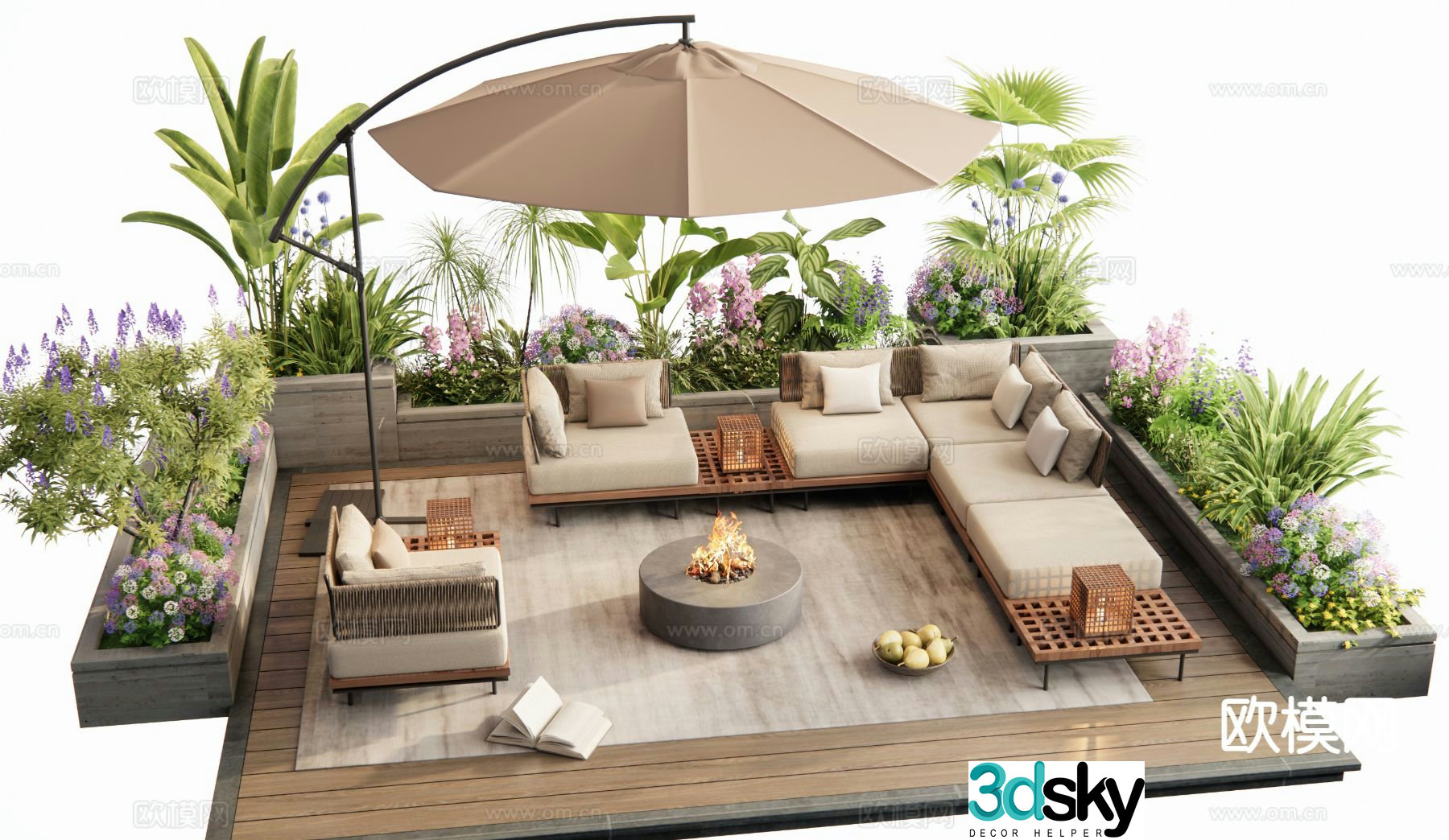 Modern outdoor sofa modular sofa 3d model