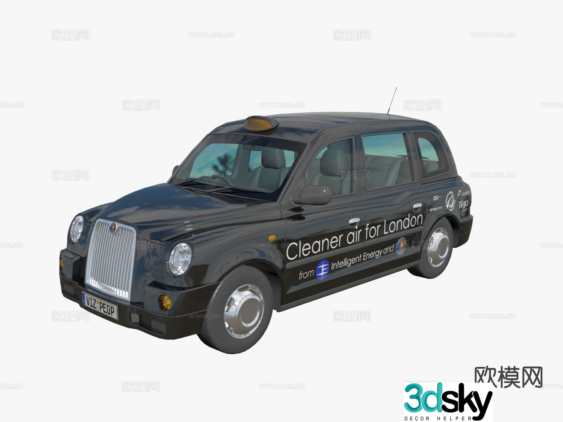 british taxi car sedan 3d model