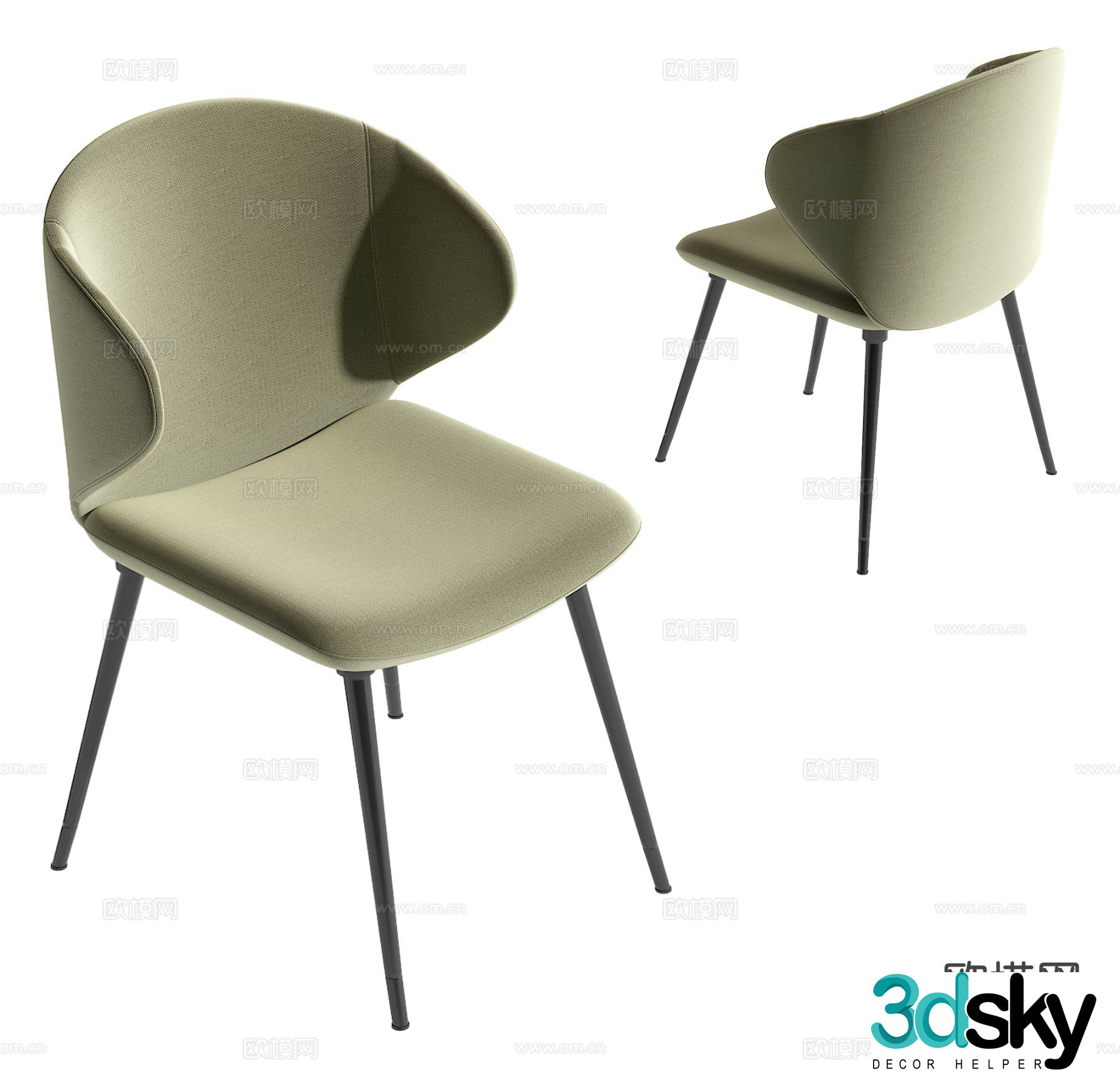 Modern single chair dining chair 3d model