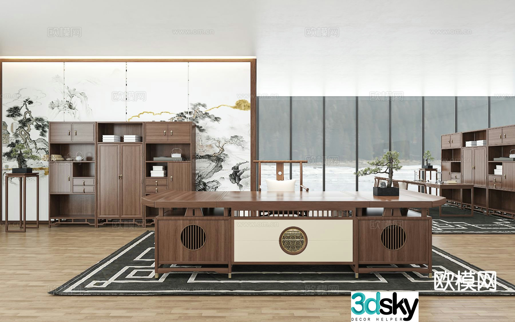 New Chinese desk desk 3d model