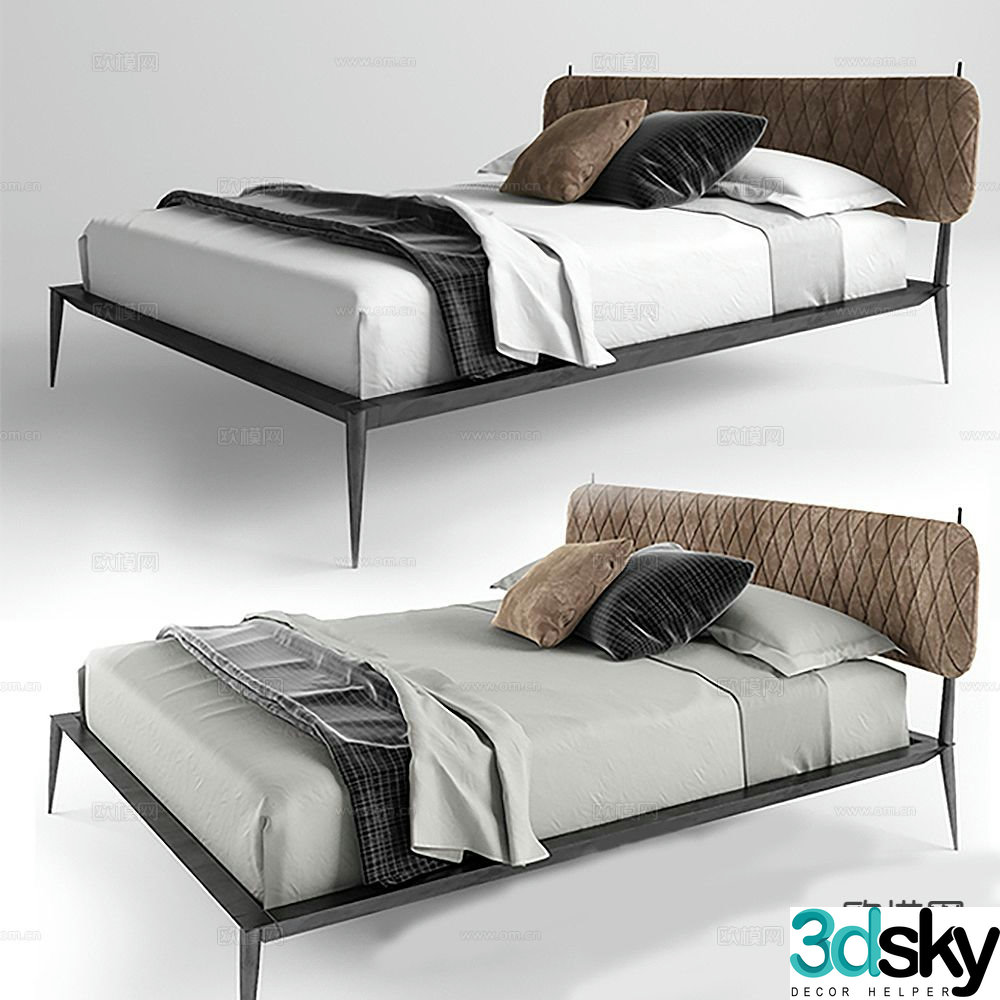 Italian double bed 3d model