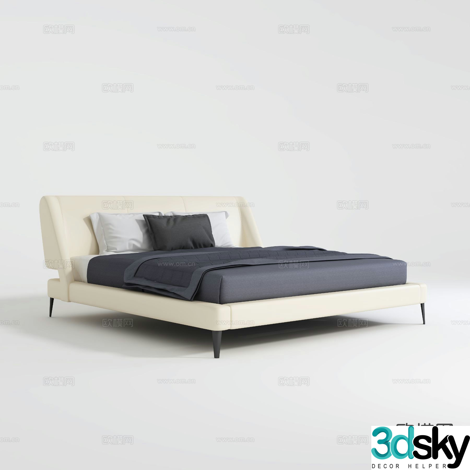 Italian double bed 3d model