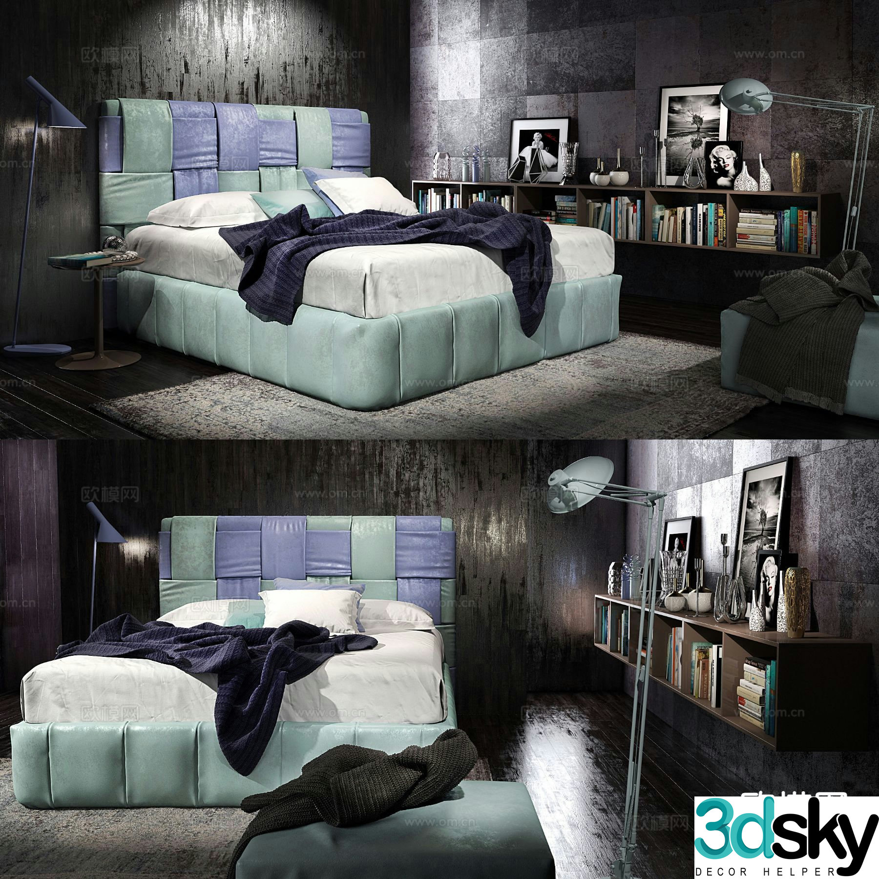 Modern double bed 3d model