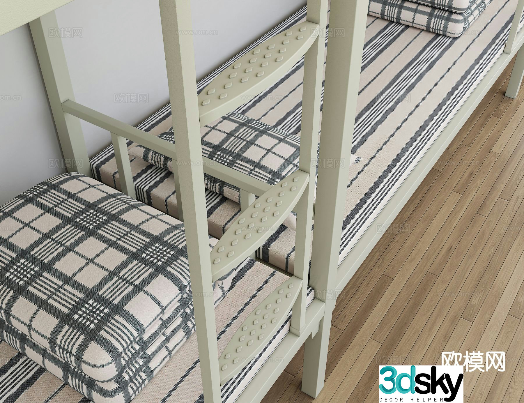 bunk bed iron bed student apartment bed 3d model