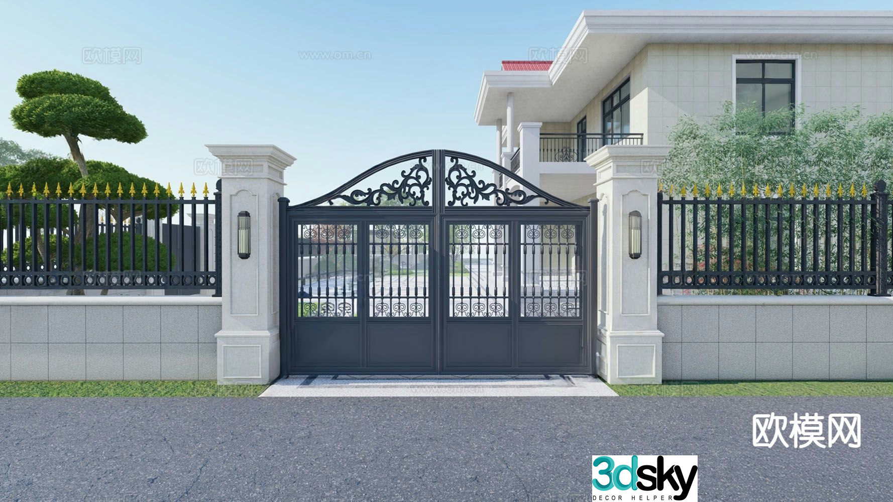 European style courtyard gate villa gate 3d model