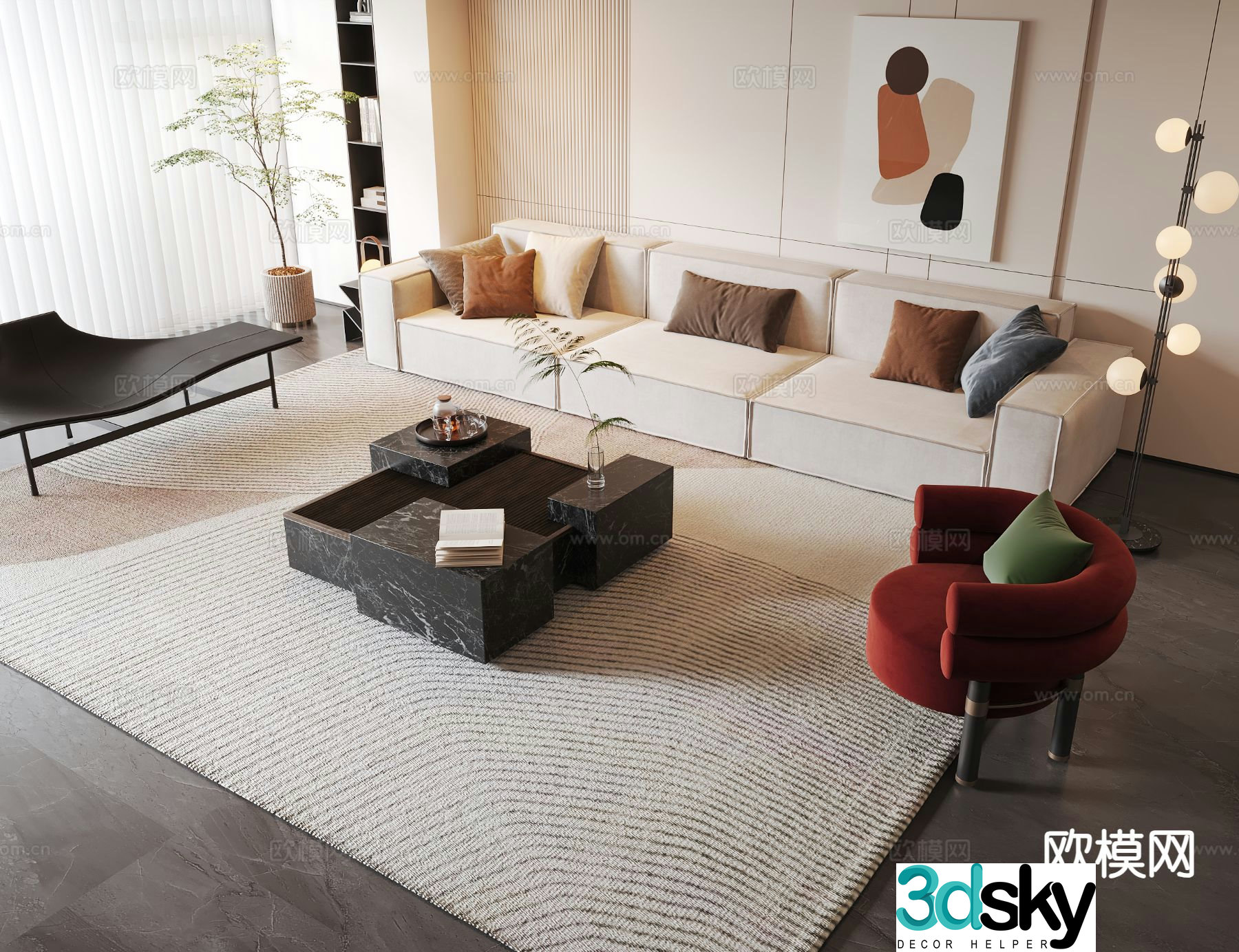 Modern sectional sofa 3d model