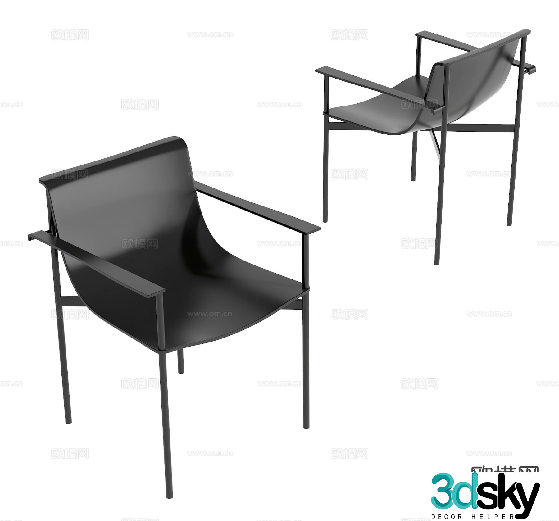 Modern single chair dining chair 3d model