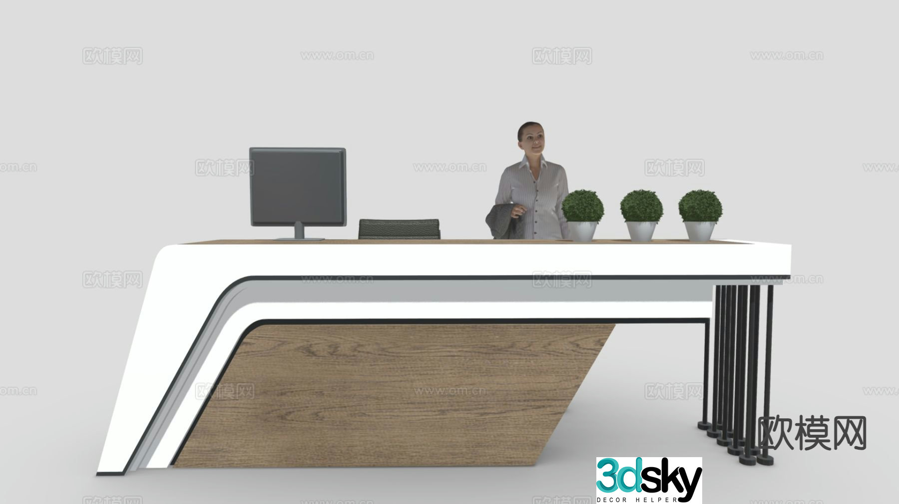 Front desk clerk information desk reception desk 3d model