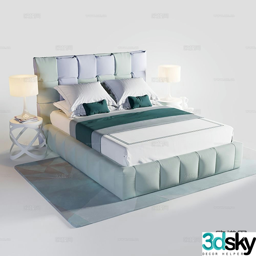 Modern double bed 3d model