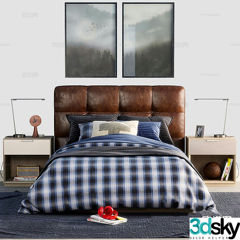 Modern double bed 3d model