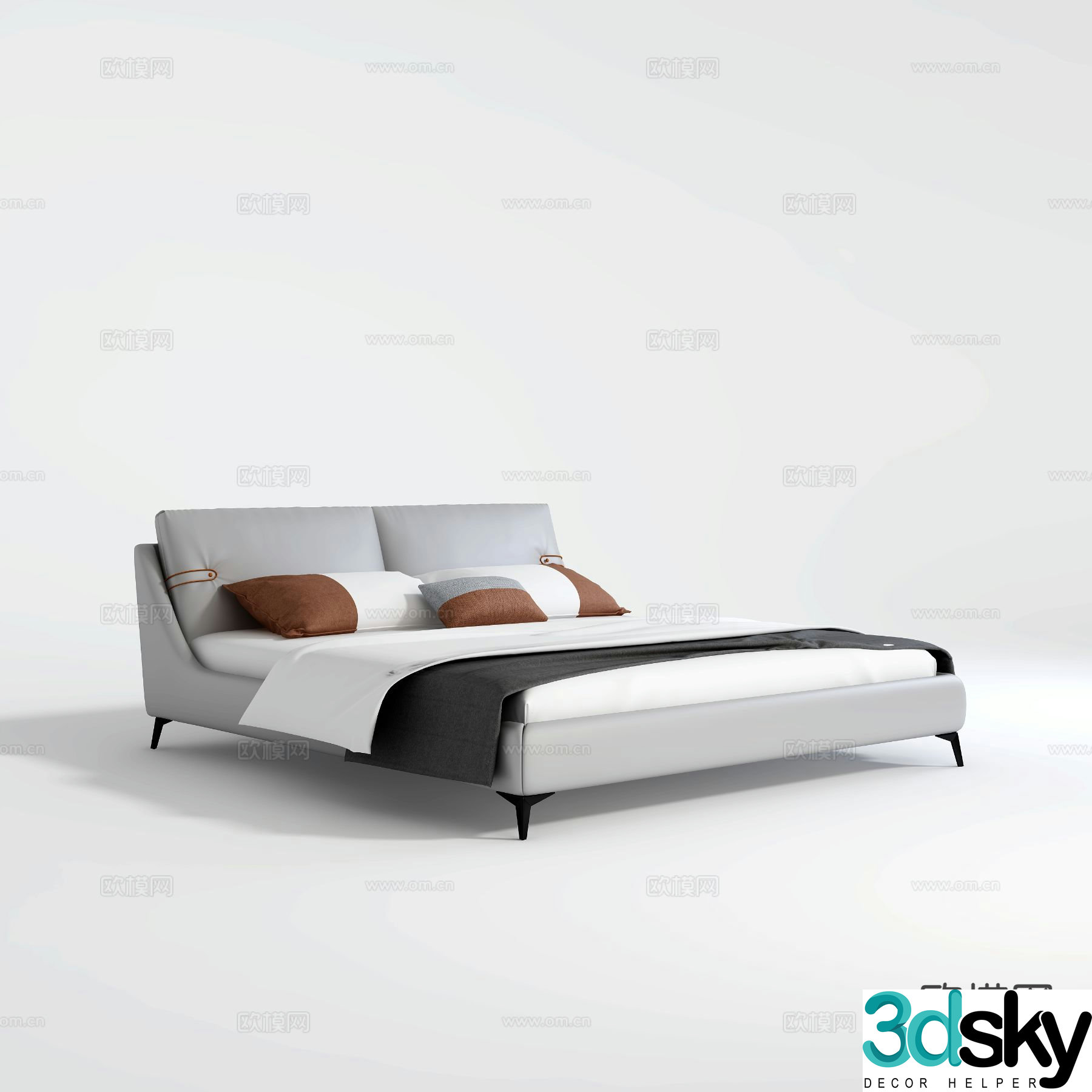 Italian double bed 3d model