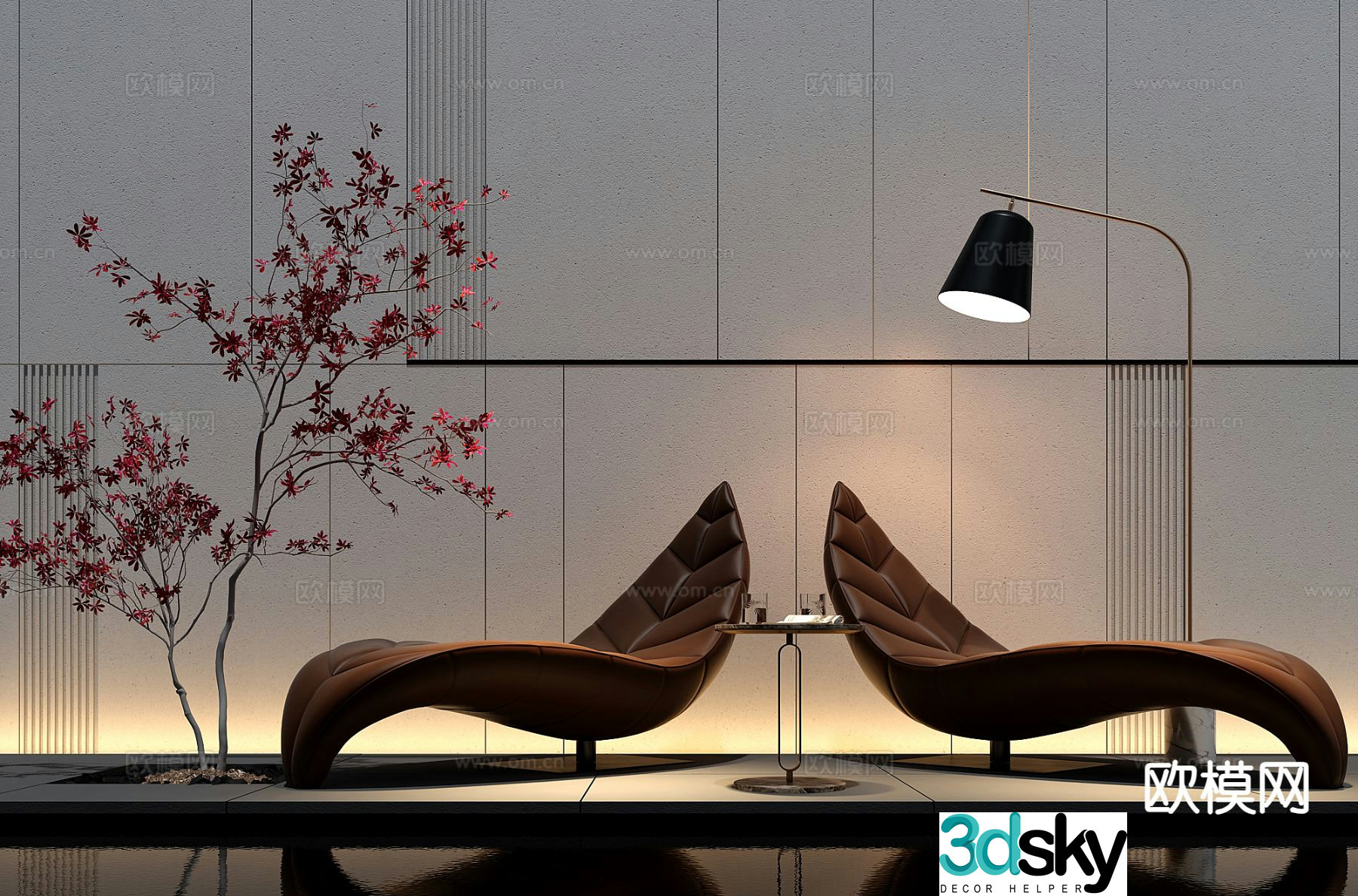 Modern leisure lounge chair leaf shape chair 3d model