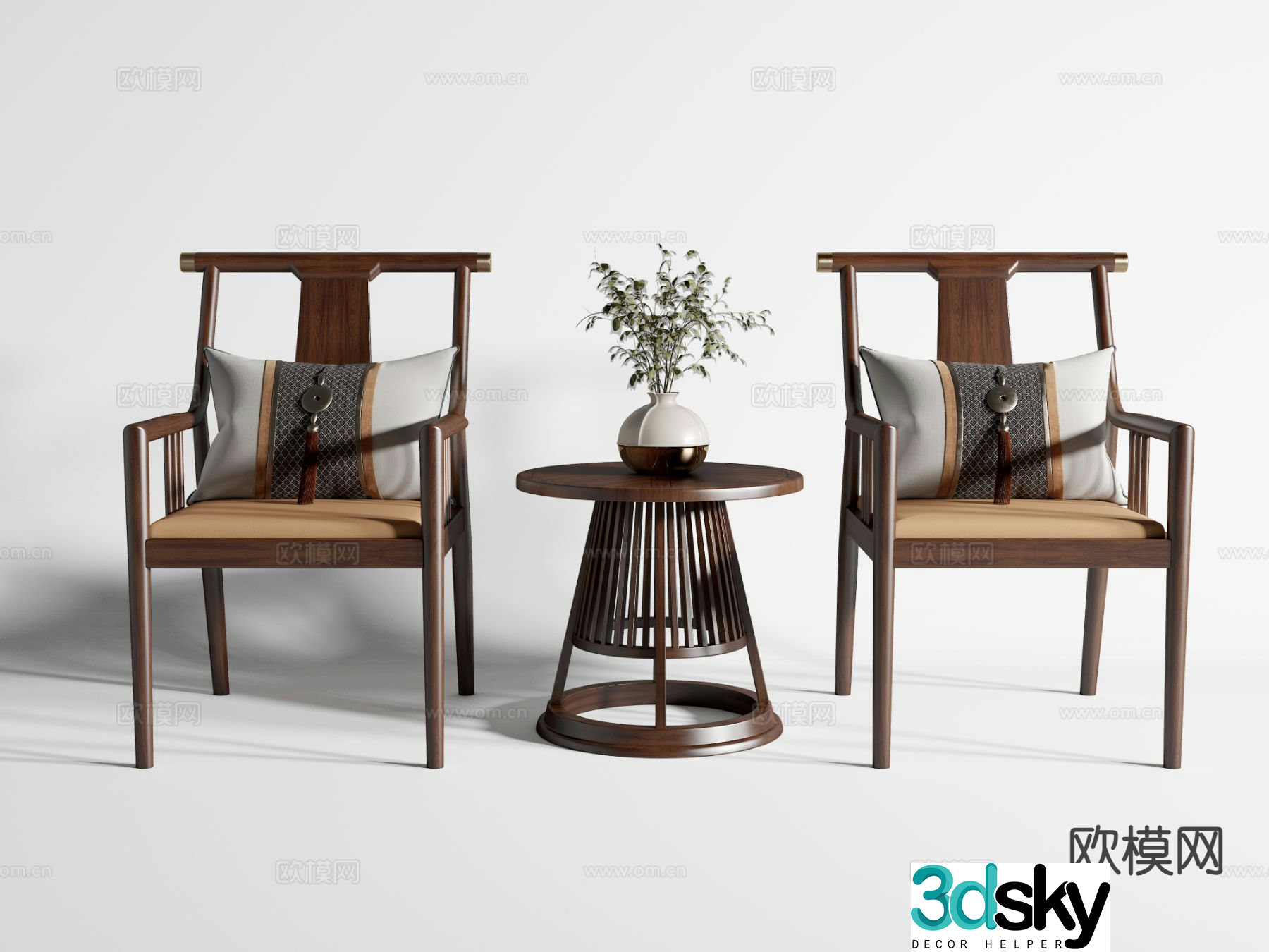 New Chinese style armchair leisure chair 3d model