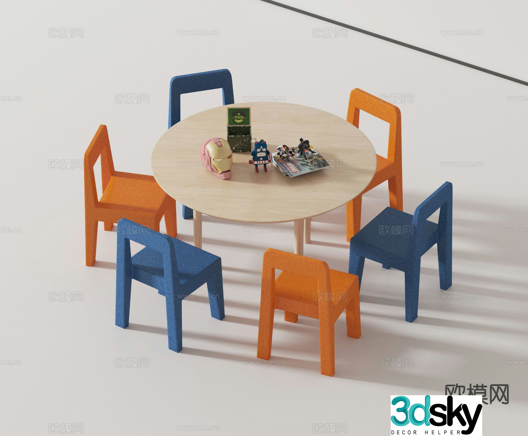 Modern children’s table and chair 3d model