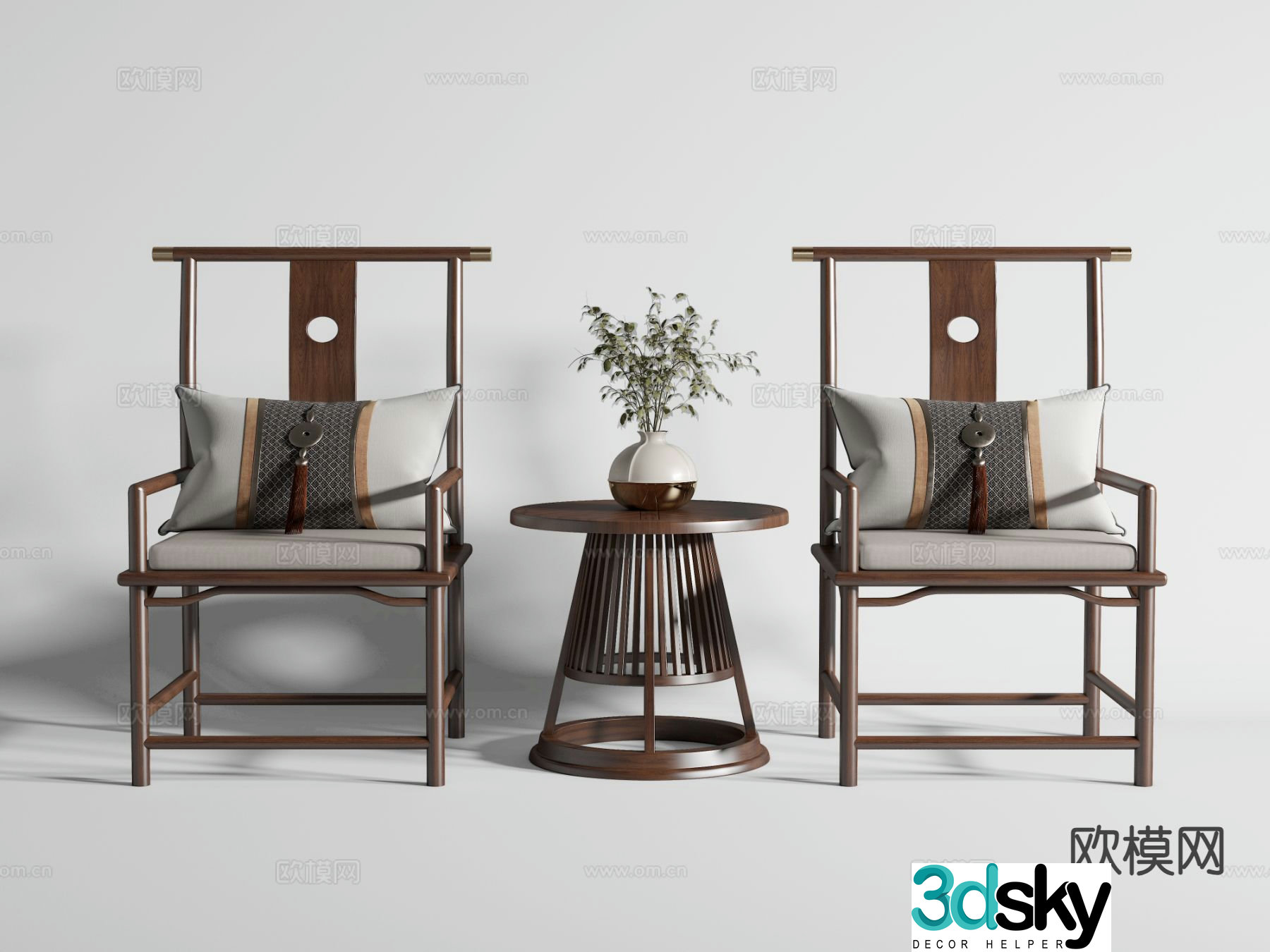 New Chinese style armchair leisure chair 3d model