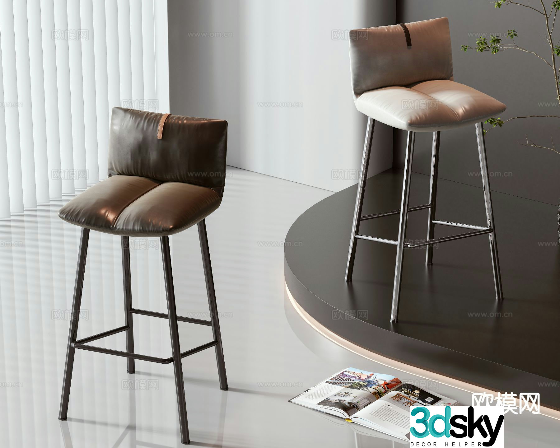Modern bar stool bar stool high stool 3d model