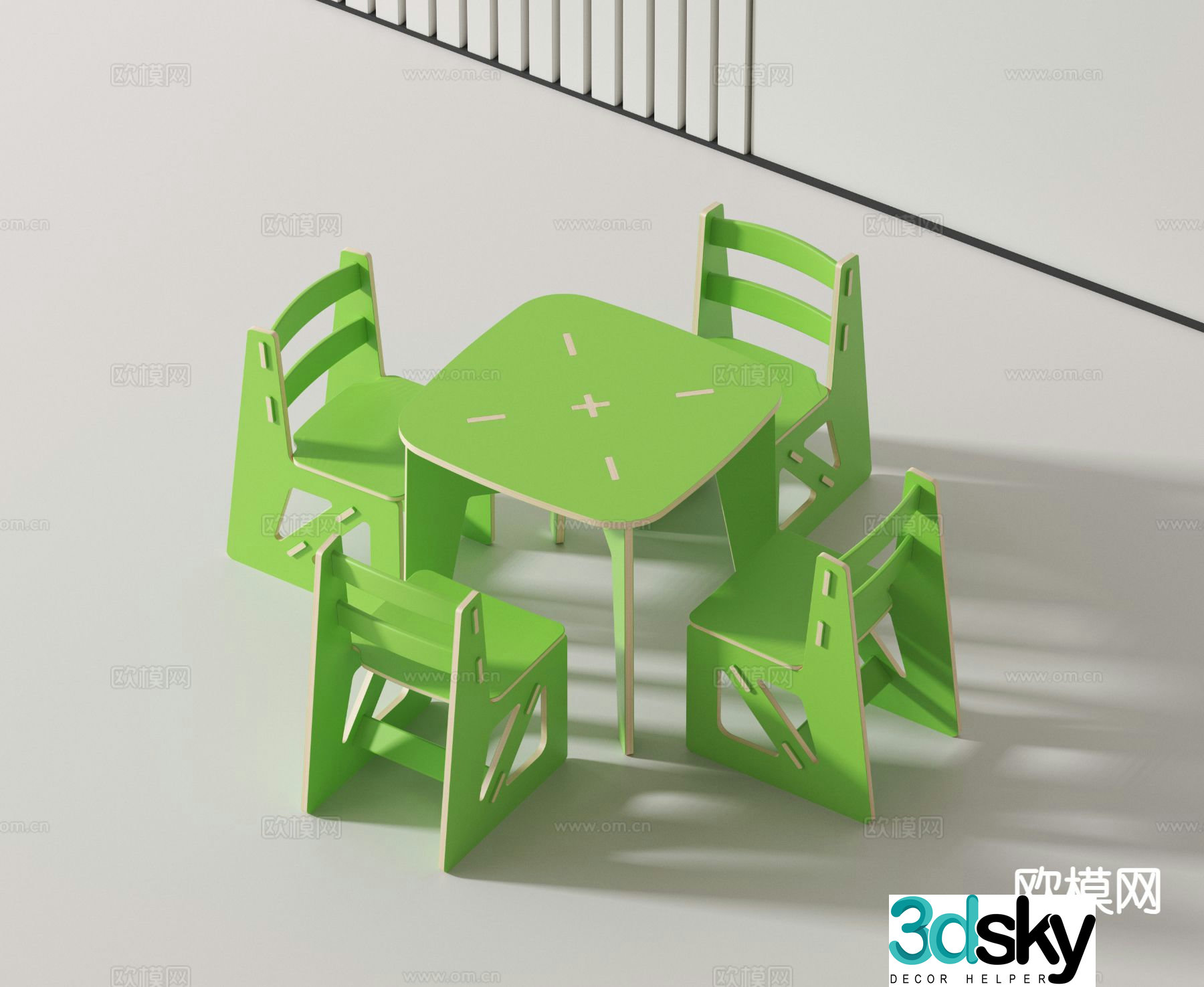 Modern children’s table and chair 3d model