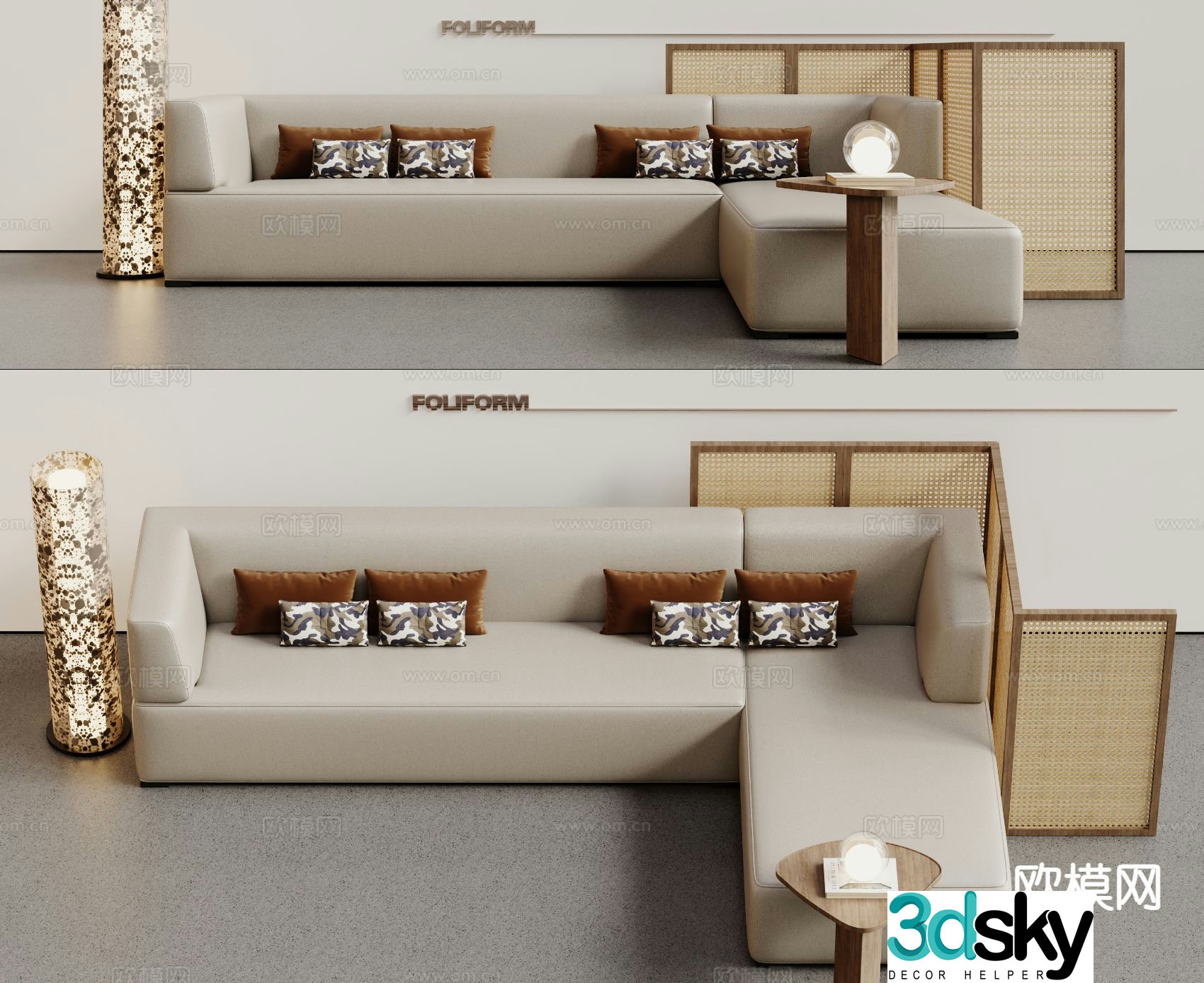 Modern corner sofa booth sofa 3d model