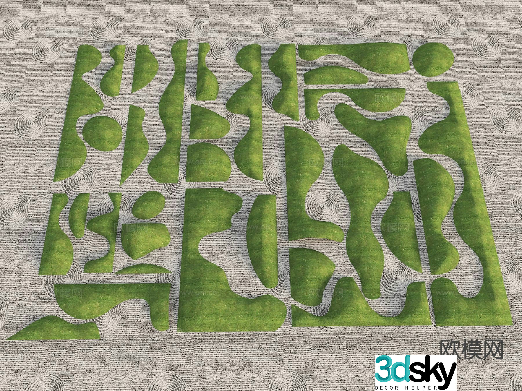 Modern micro-terrain courtyard terrain grass slope hill 3D model