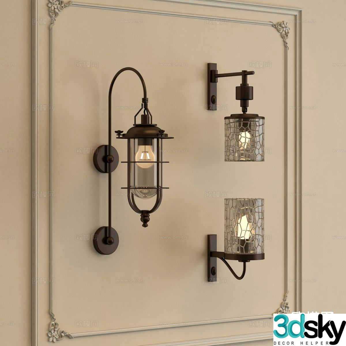 French wall light 3d model