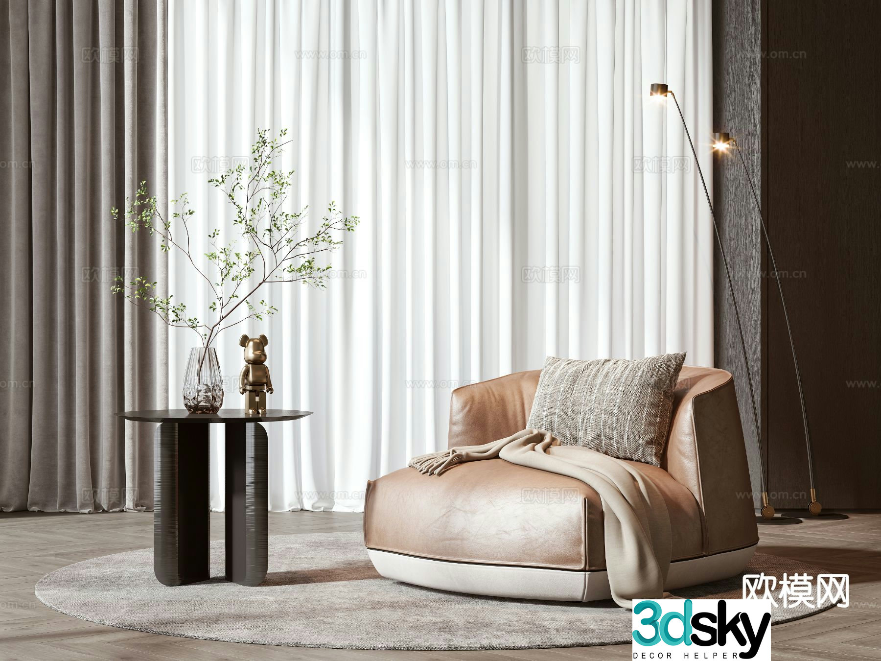 Modern lazy sofa single sofa 3d model