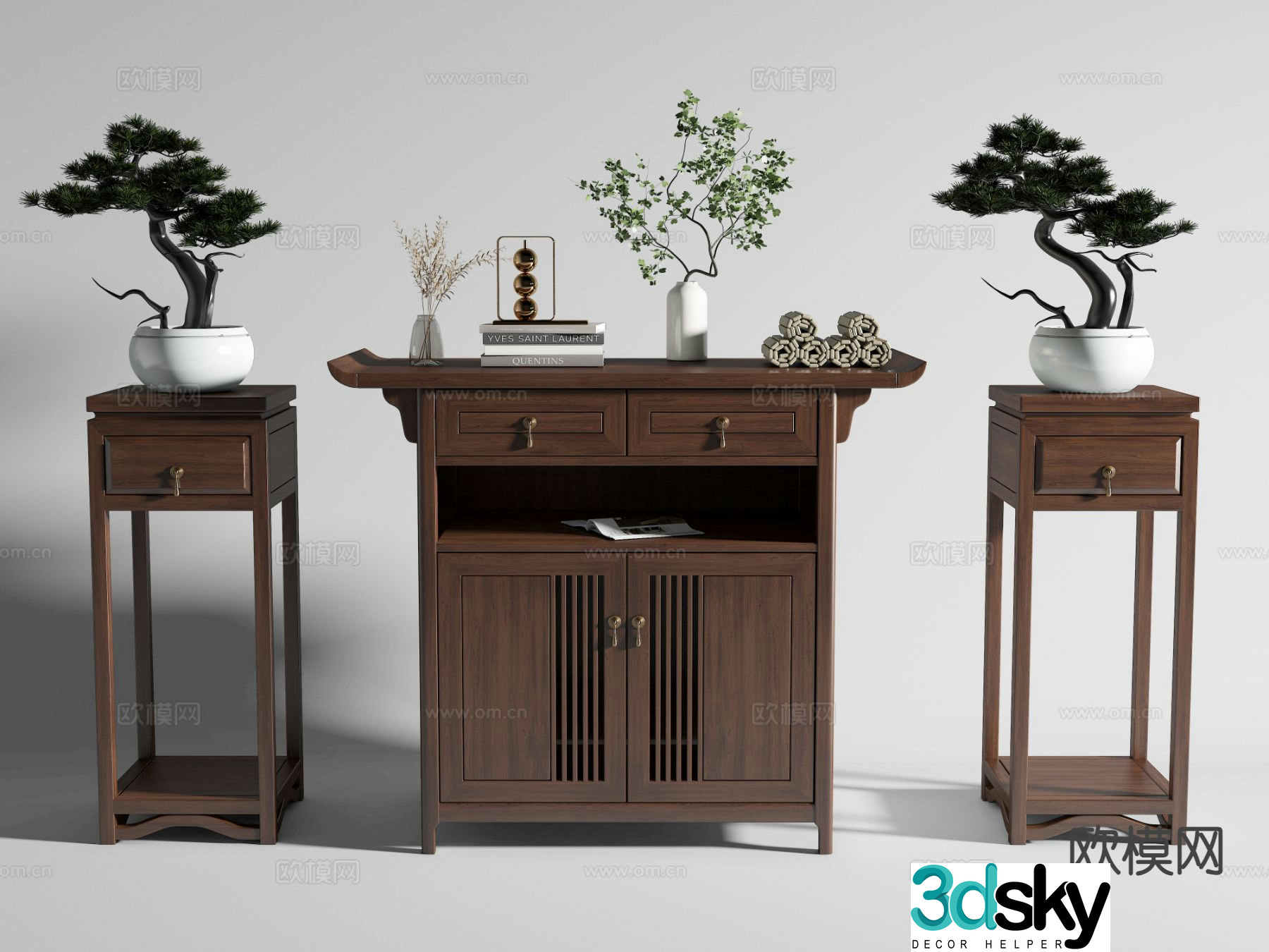 New Chinese style Buddhist niche altar tribute table 3D model