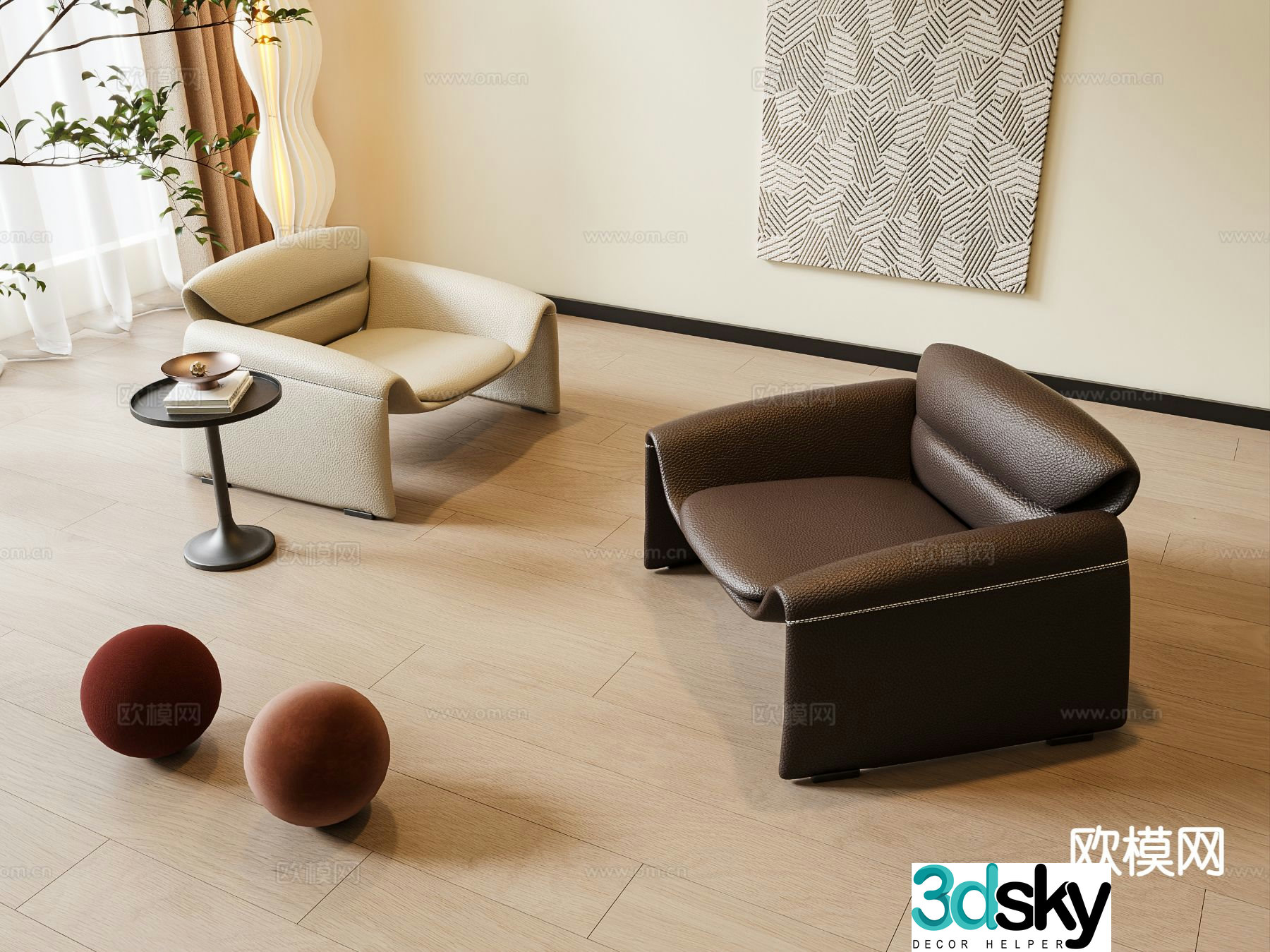 Modern single sofa sofa chair 3d model