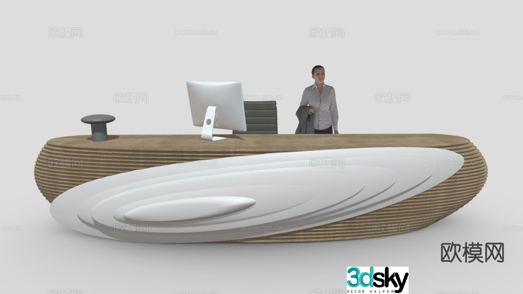 front desk clerk front desk reception desk 3d model