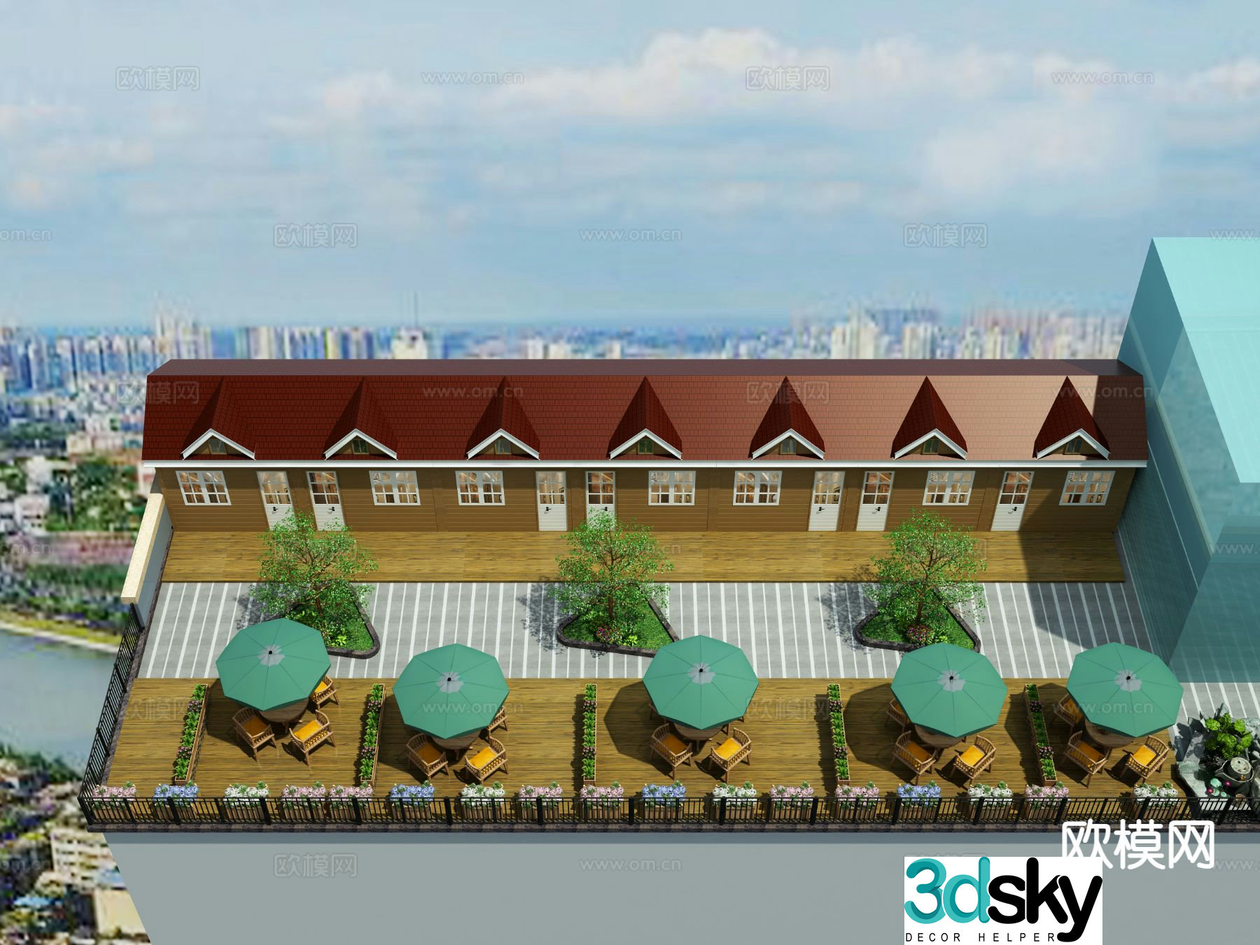Terrace roof garden 3d model