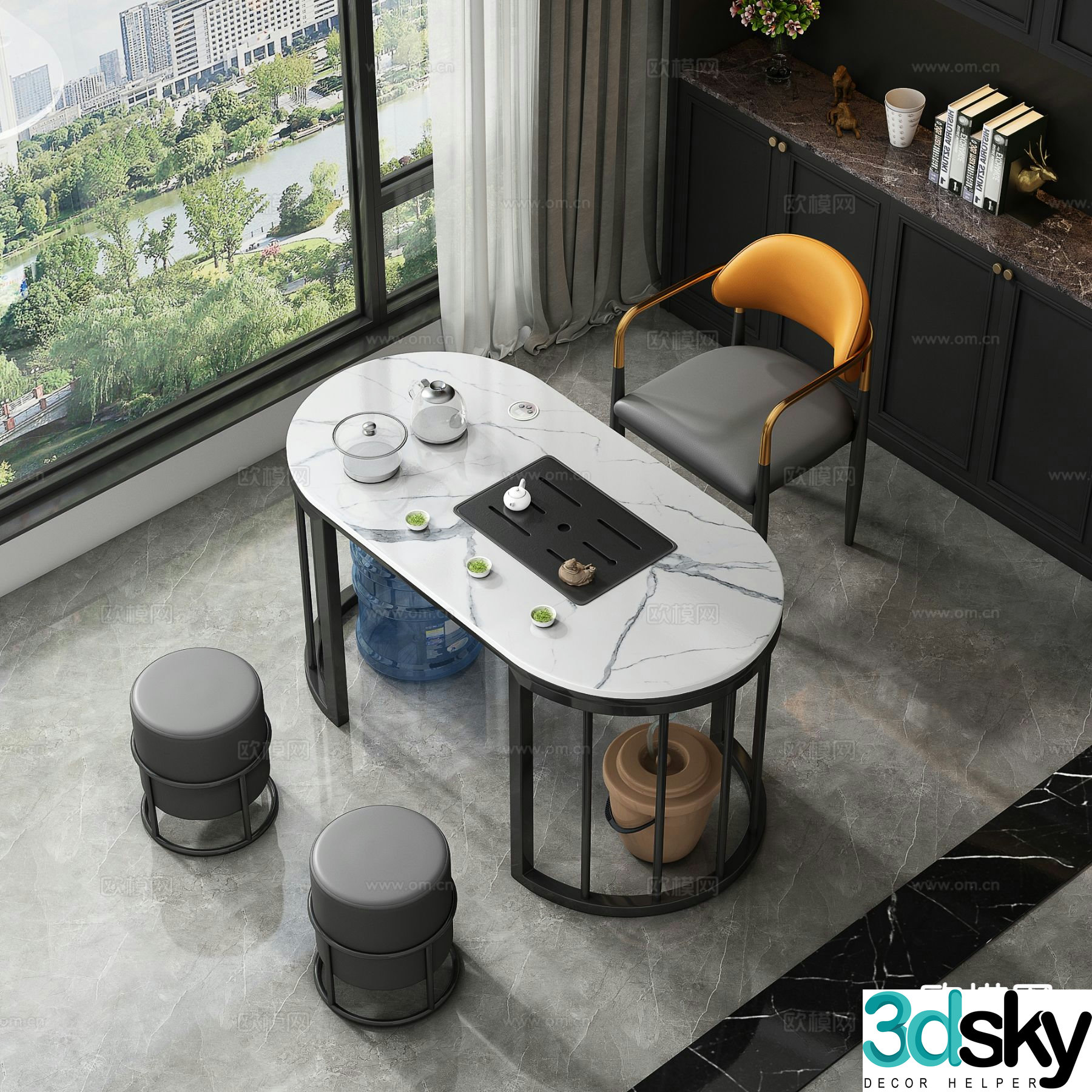 Modern tea table and chair tea table 3d model