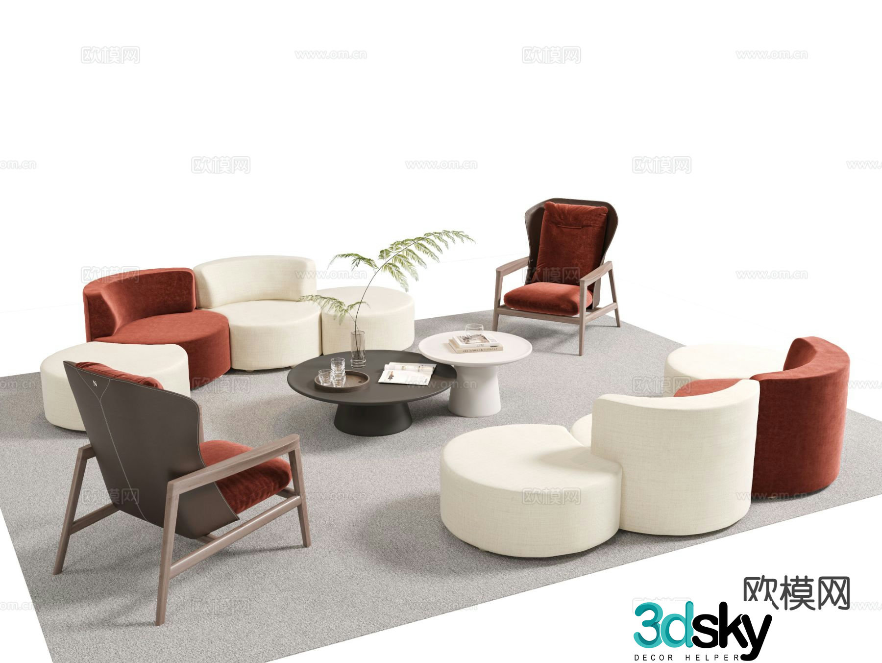Modern office sofa modular sofa 3d model