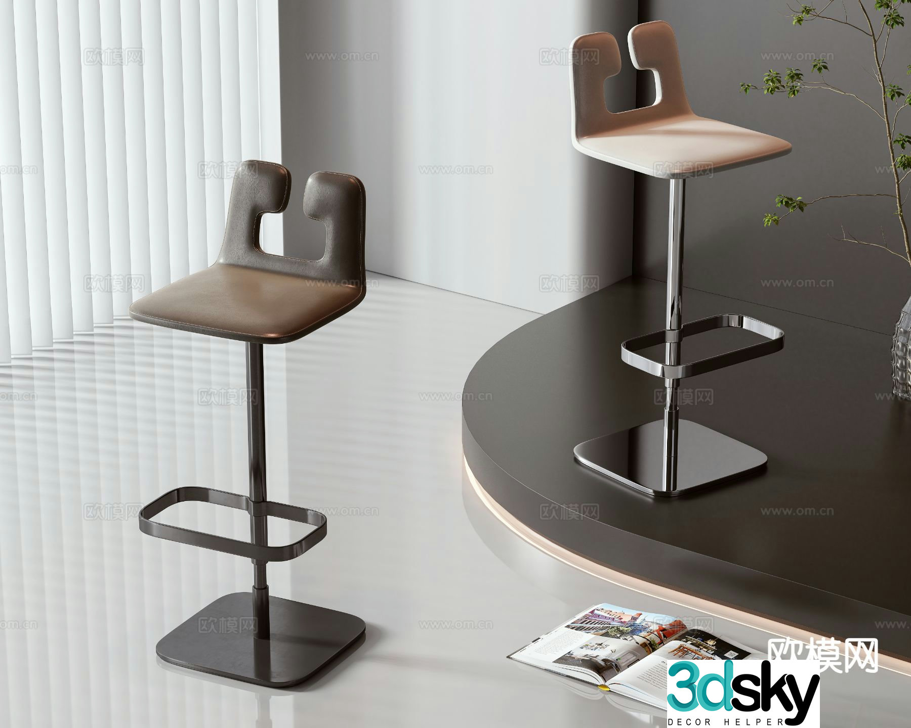Modern bar stool bar stool high stool 3d model