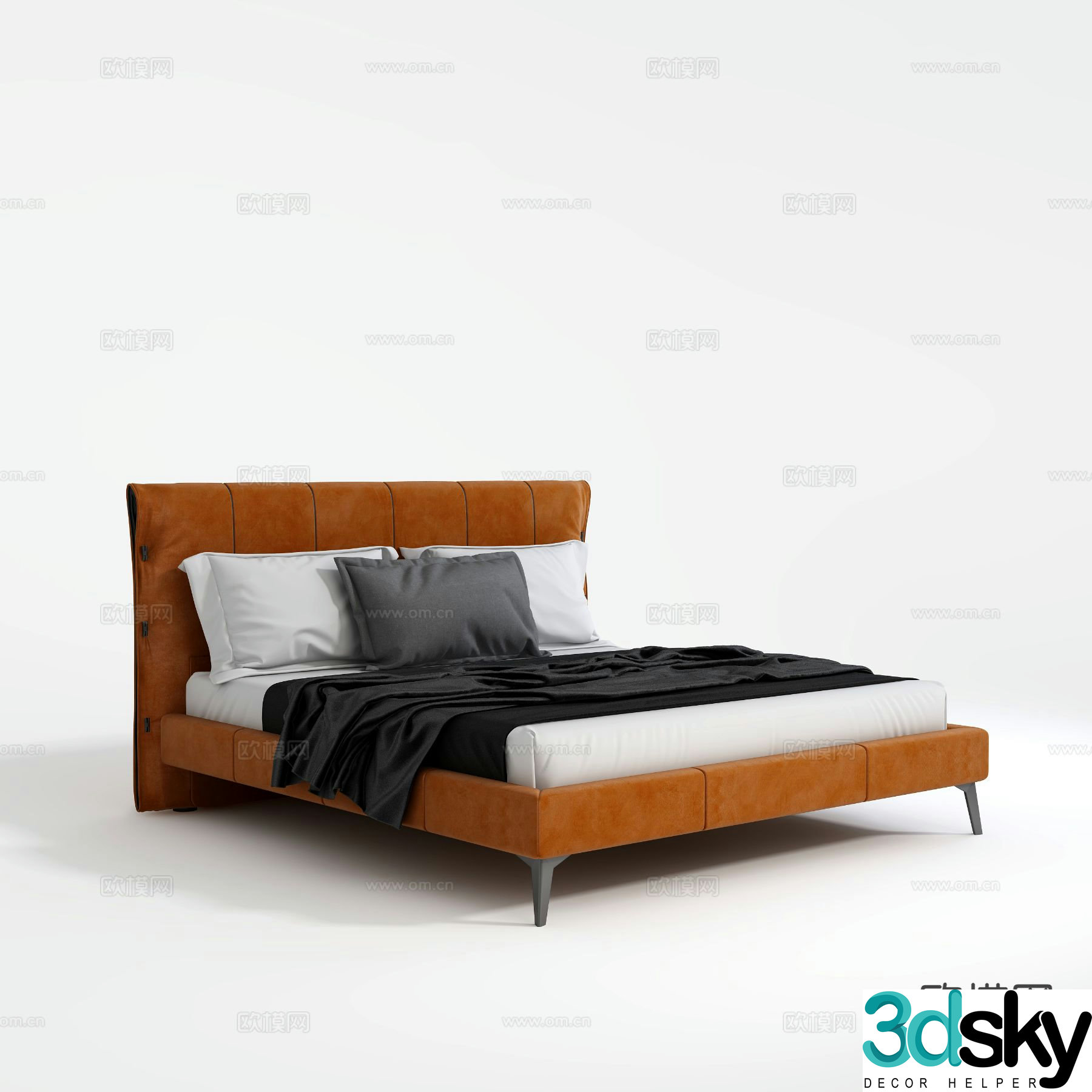 Modern double bed 3d model