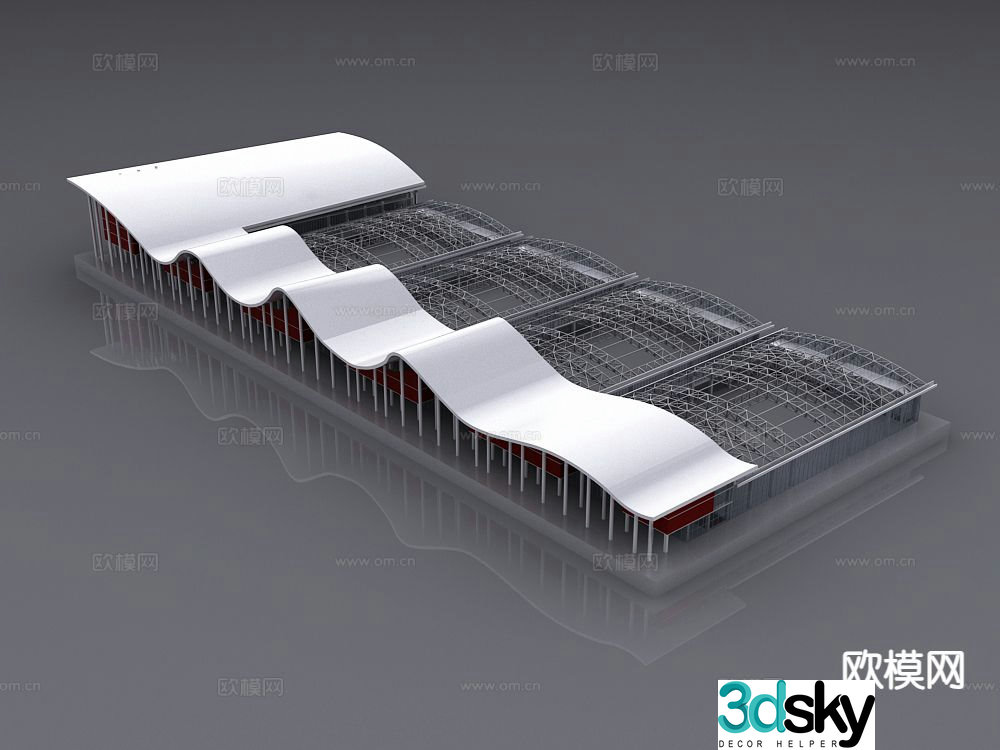 Cultural exhibition center building 3d model