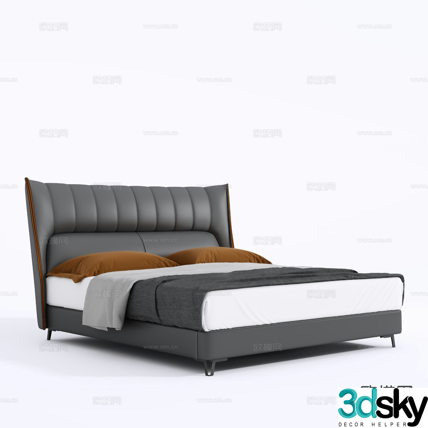Italian double bed 3d model